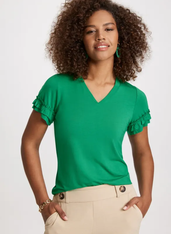 Frill Trim T-Shirt sold by Laura