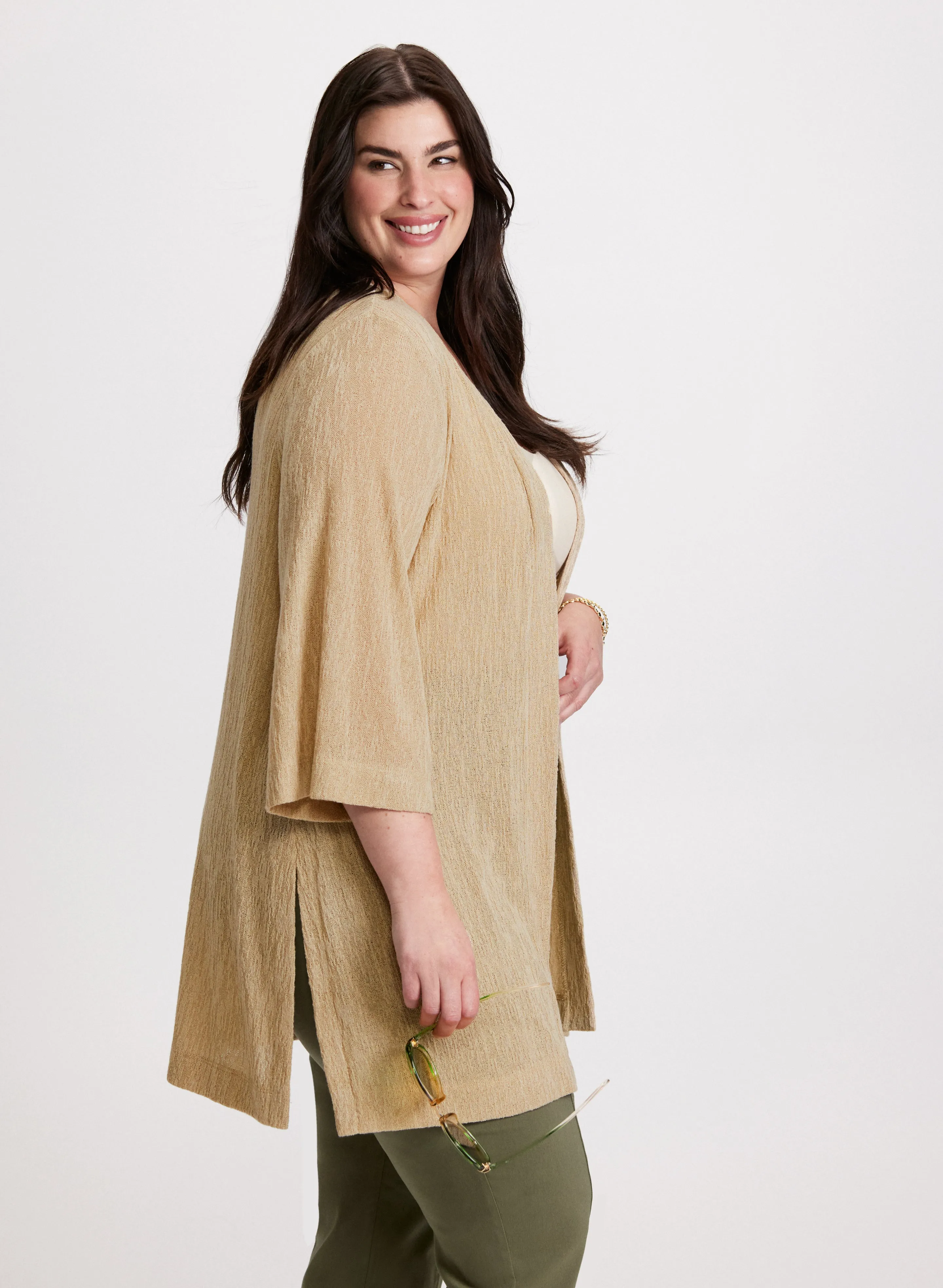 Open Front Textured Cardigan sold by Laura product image thumbnail 5