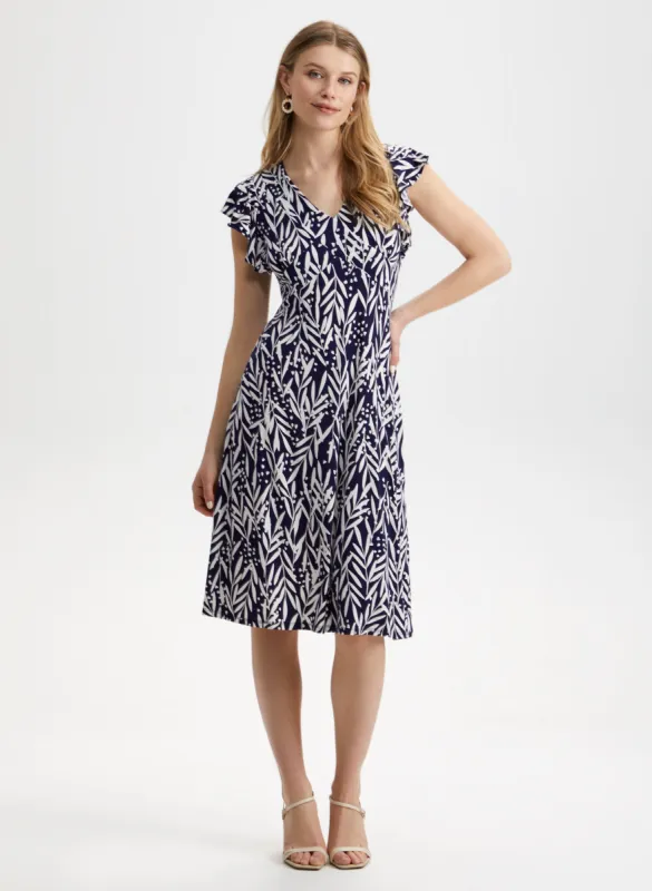 Leaf Print Midi Dress sold by Laura
