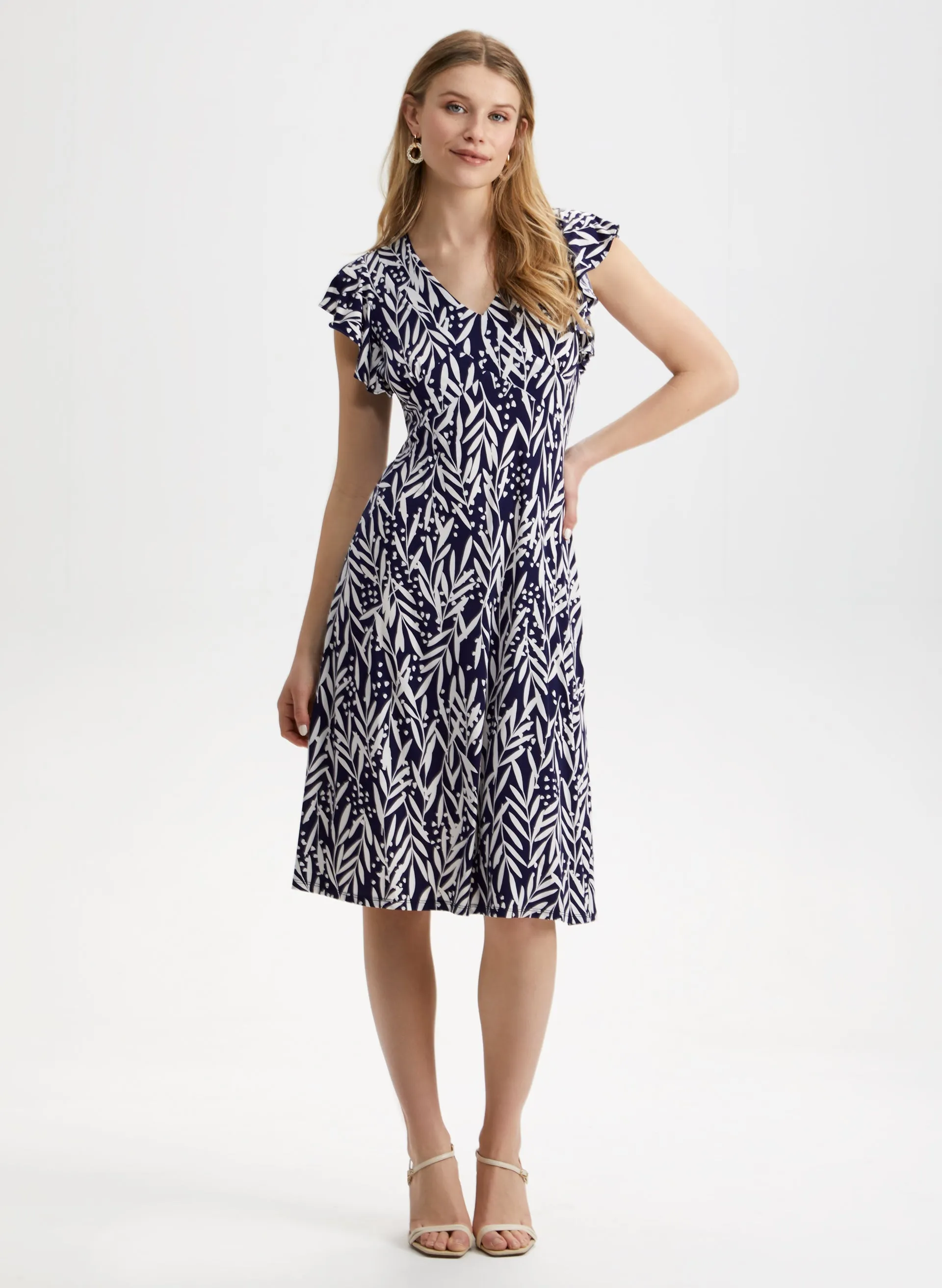 Leaf Print Midi Dress sold by Laura