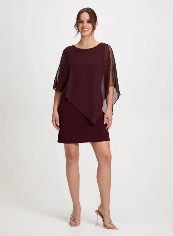 Beaded Sleeve Layered Effect Dress sold by Laura