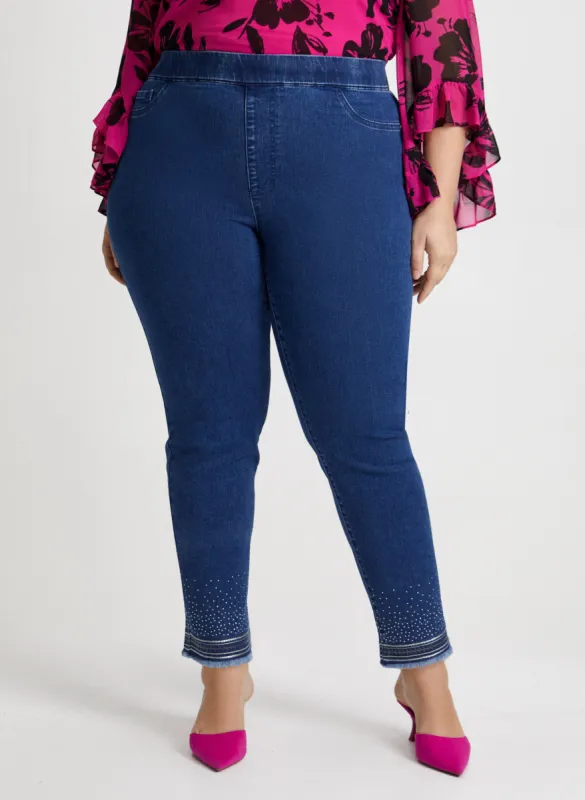 Sequin Hem Slim Leg Jeans sold by Laura