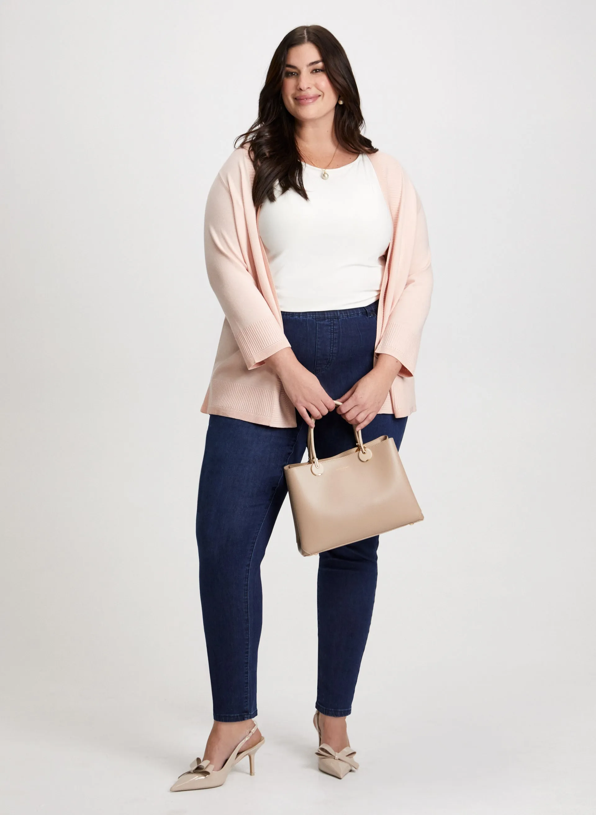 Open Front Cardigan & Sequin Hem Jeans sold by Laura