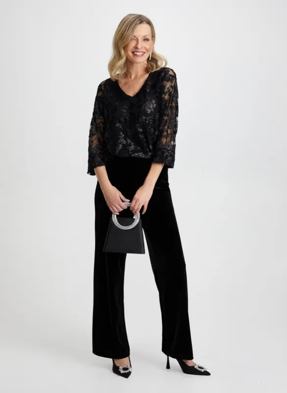 Floral Velour Top & Pull-On Pants sold by Laura