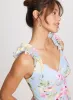 Long Ruffled Shoulder Floral Dress sold by Laura