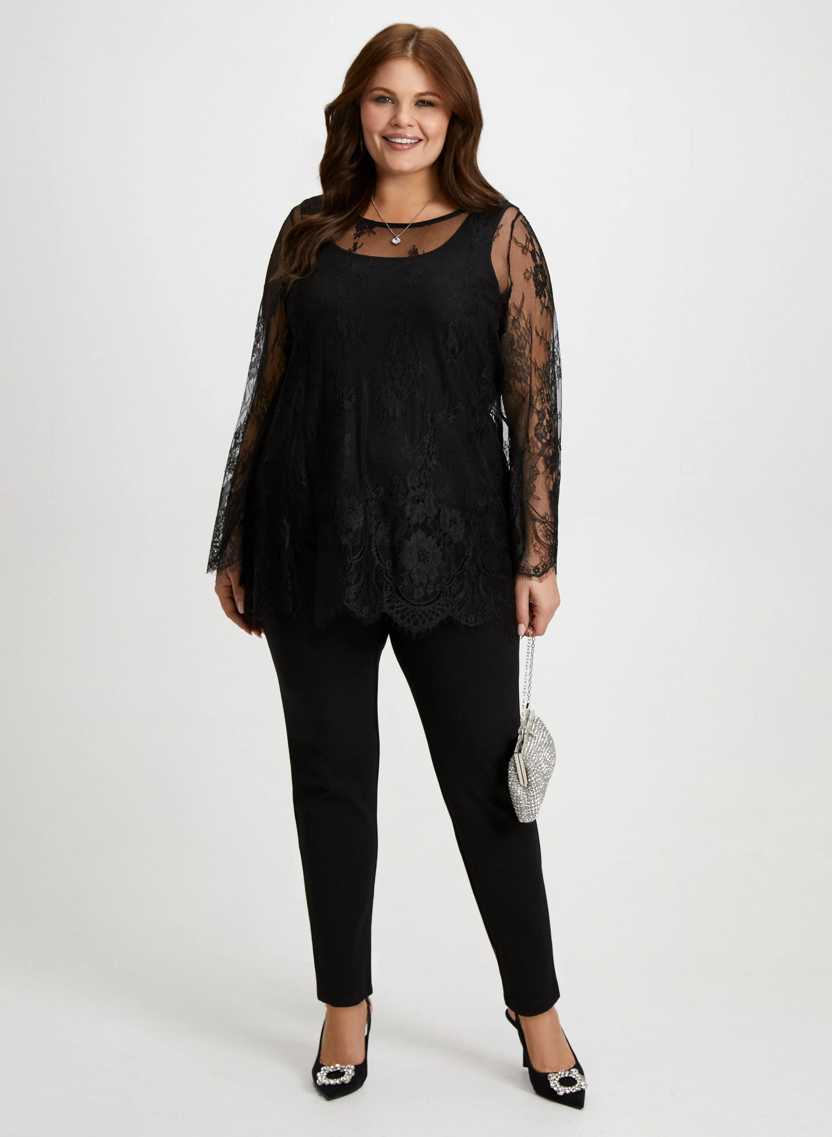 Lace Popover Top & Bow Detail Pants sold by Laura