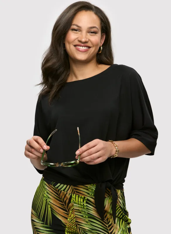 3/4 Sleeve Openwork Top sold by Laura