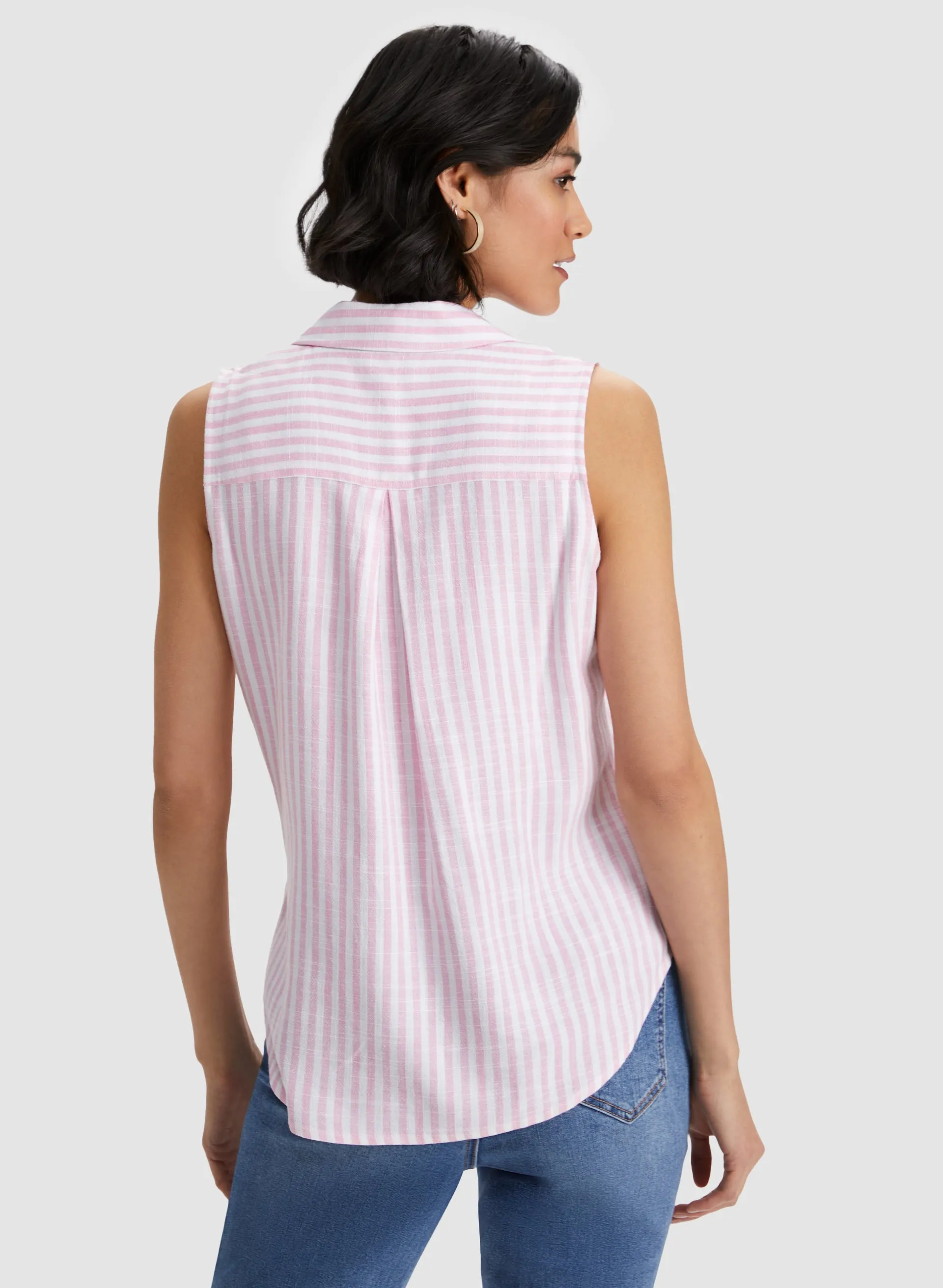 Stripe Print Shirt Collar Blouse sold by Laura product image thumbnail 4