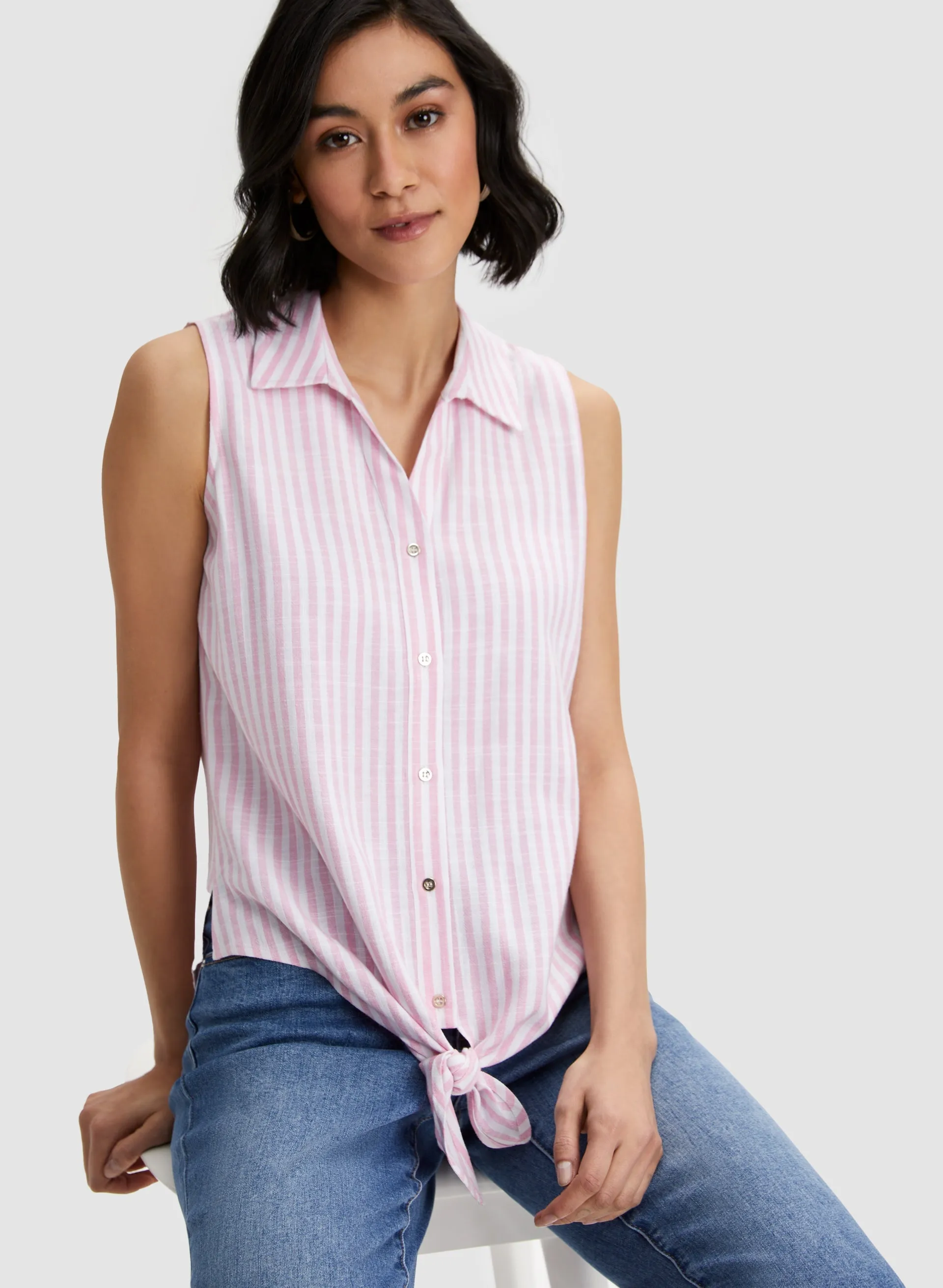 Stripe Print Shirt Collar Blouse sold by Laura product image thumbnail 5