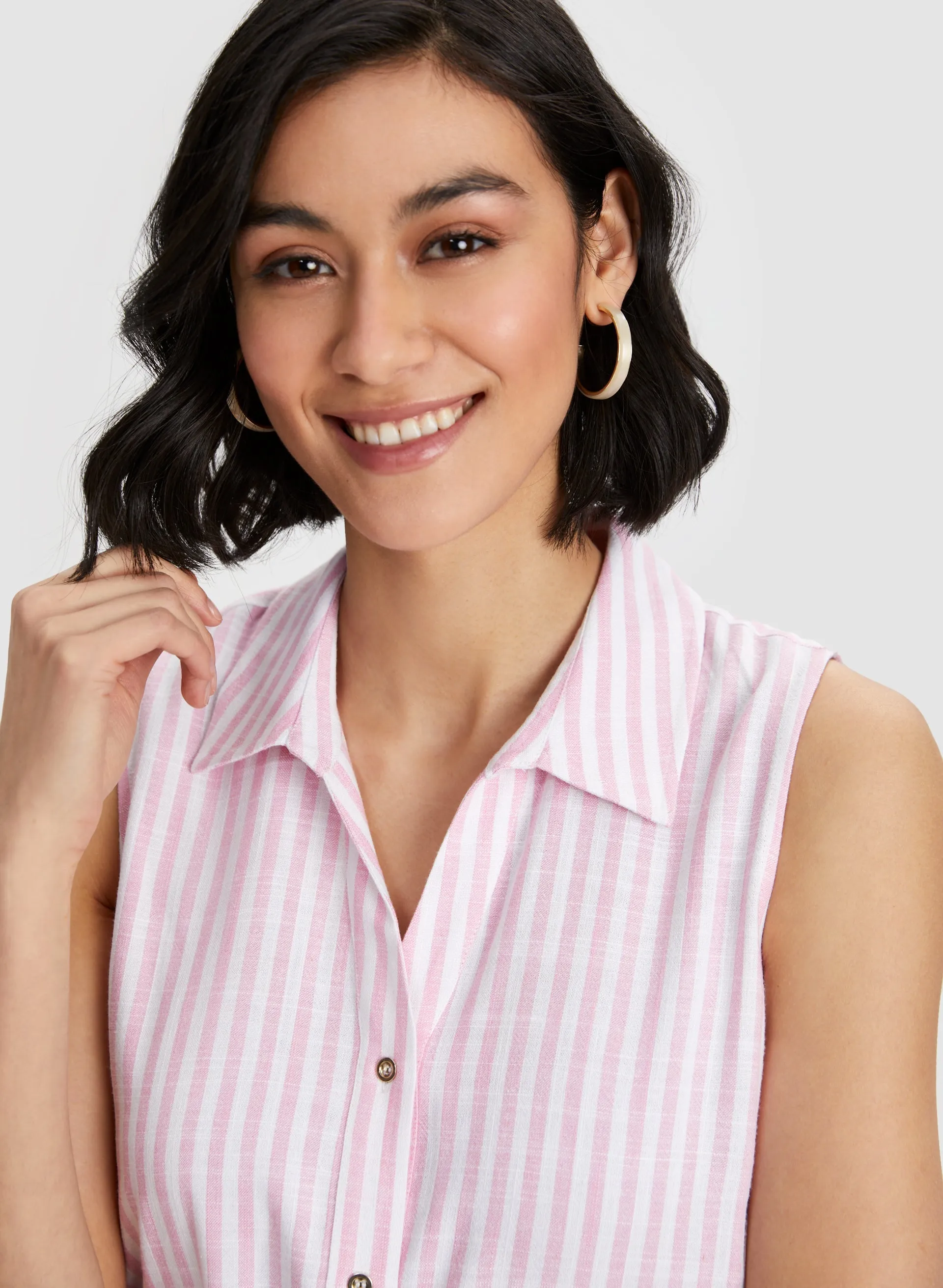 Stripe Print Shirt Collar Blouse sold by Laura product image thumbnail 2