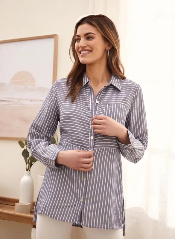 Striped Tencel & Linen Blouse sold by Laura