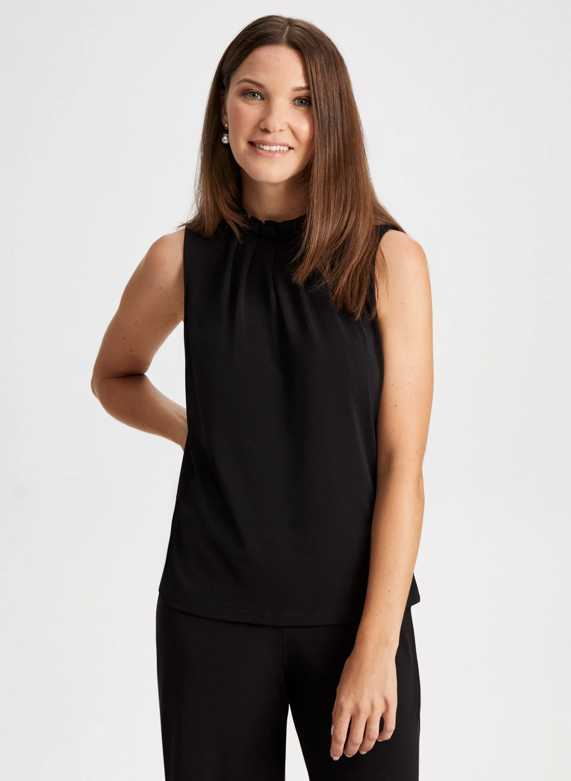 Pleated Mock Neck Top sold by Laura