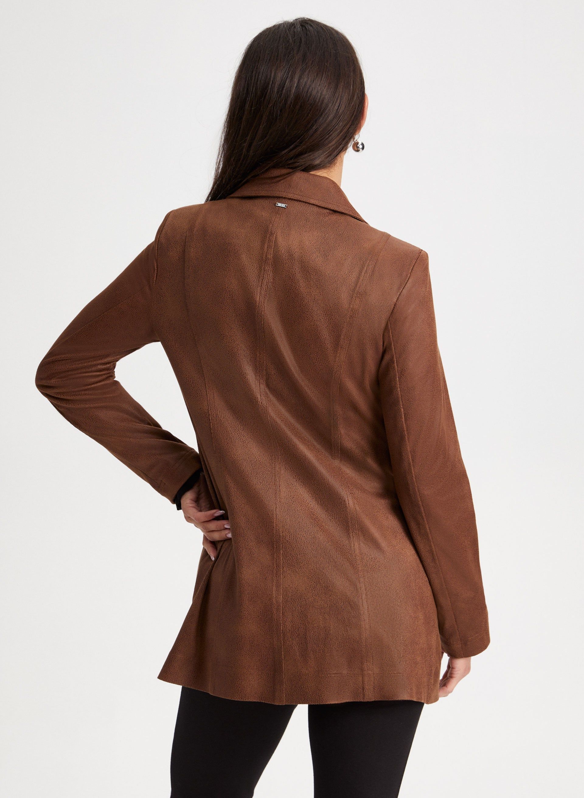 Zip Detail Faux Suede Redingote sold by Laura product image thumbnail 4