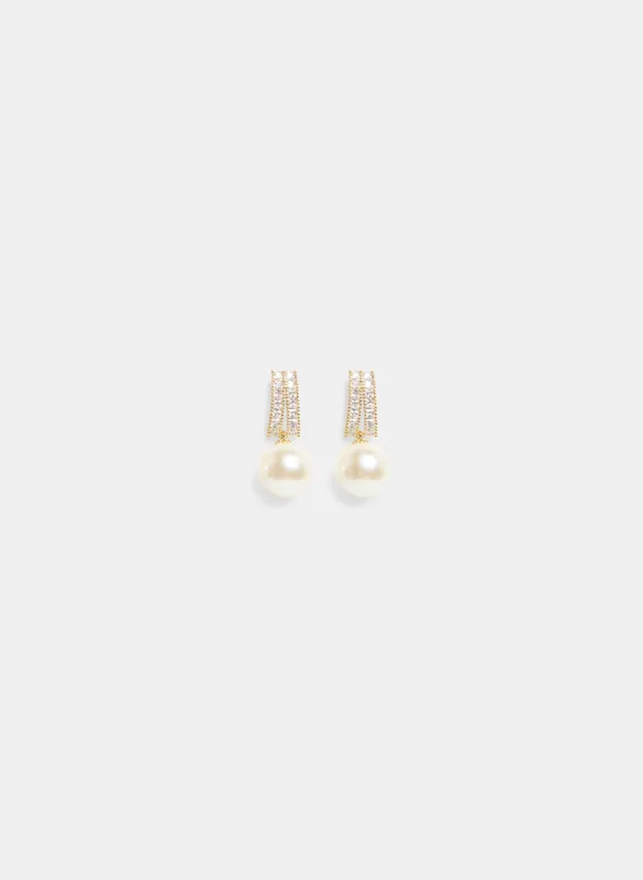 Cubic Zirconia & Faux Pearl Earrings sold by Laura