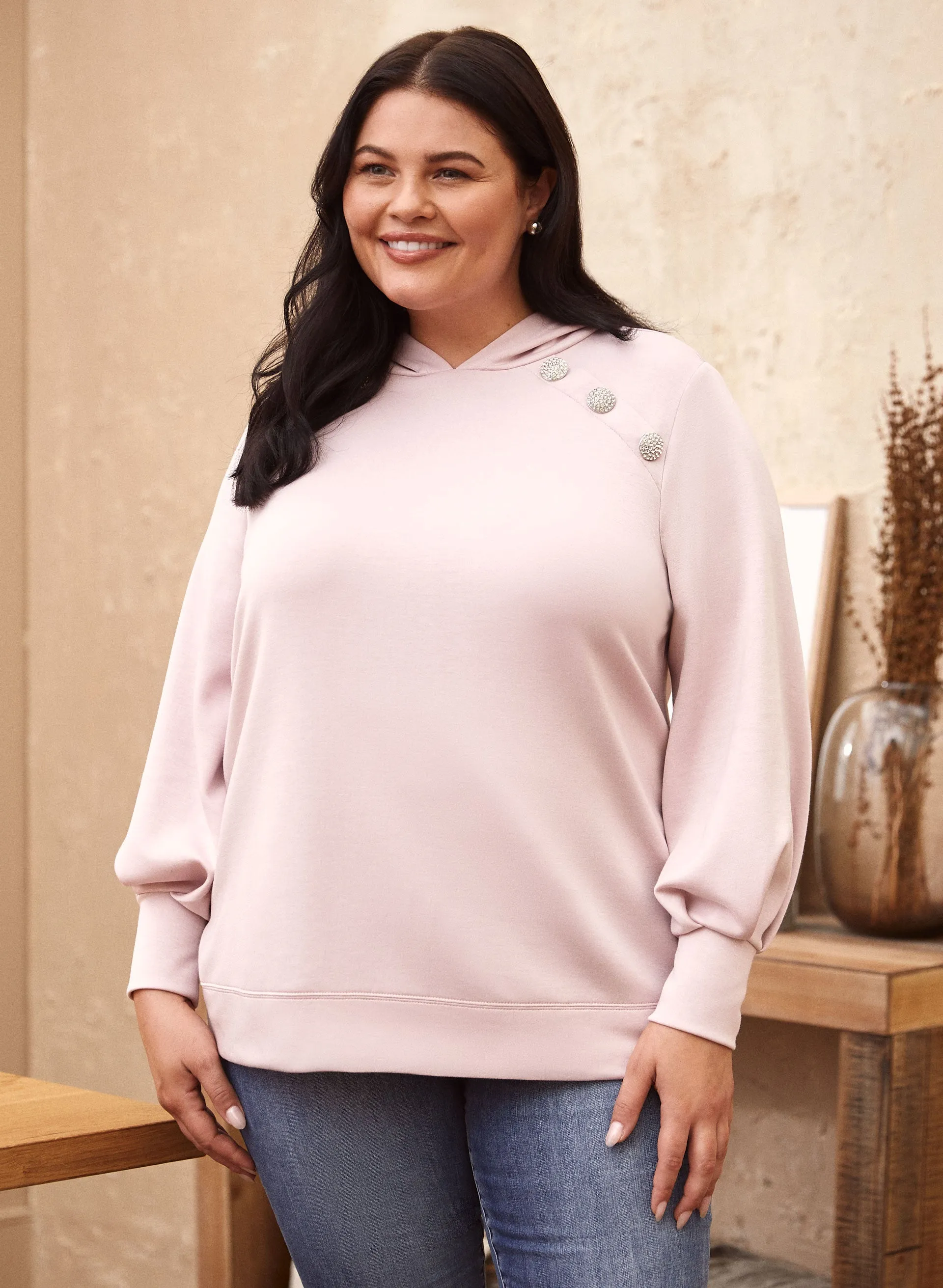 Crystal Button Detail Top sold by Laura