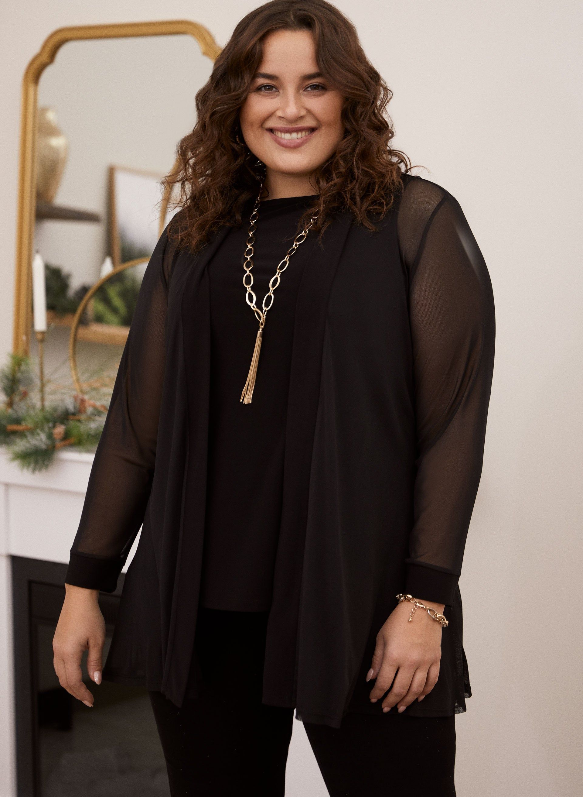 Open Front Mesh Top sold by Laura