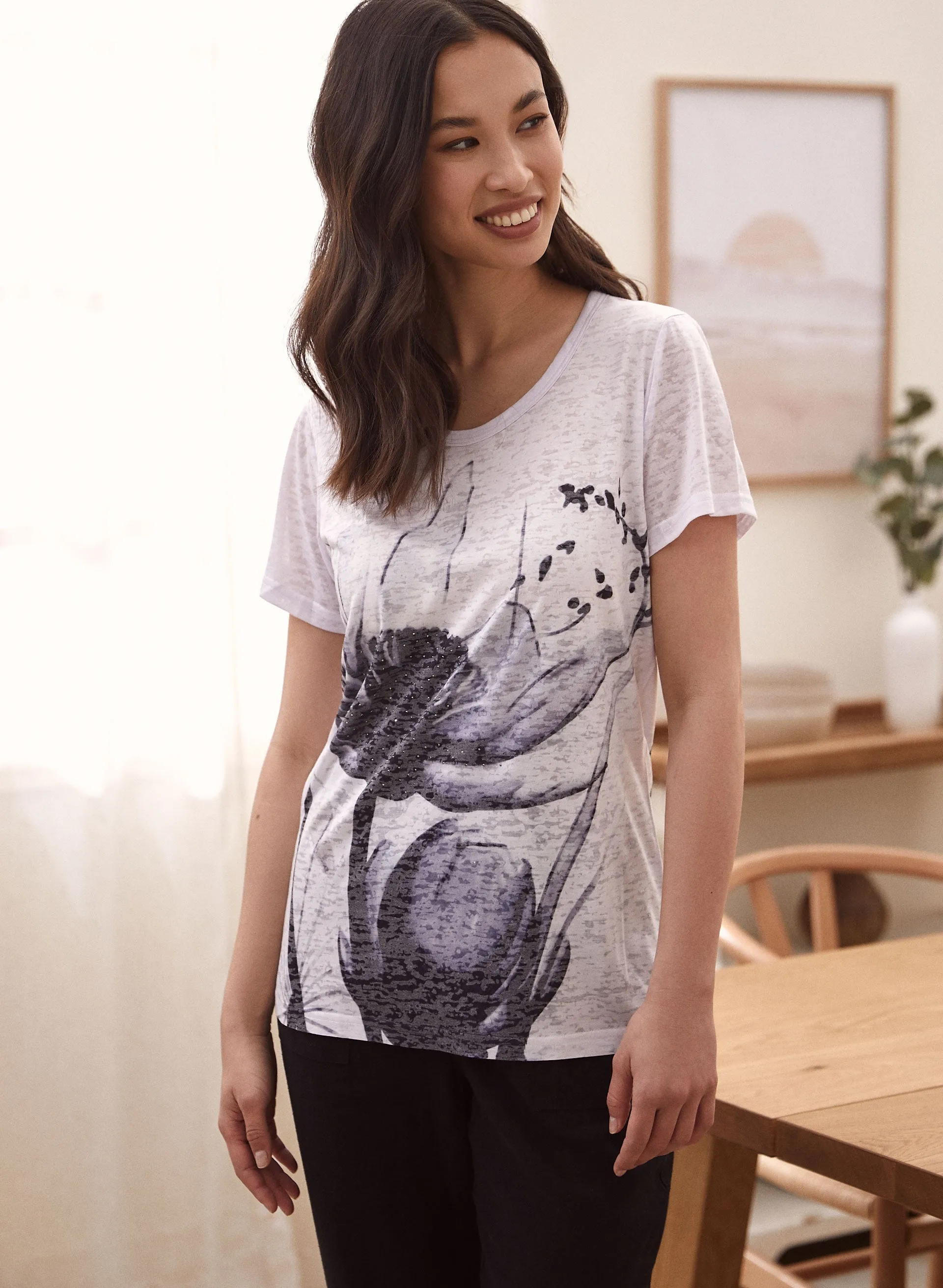 Vex - Floral Print Burnout Tee sold by Laura