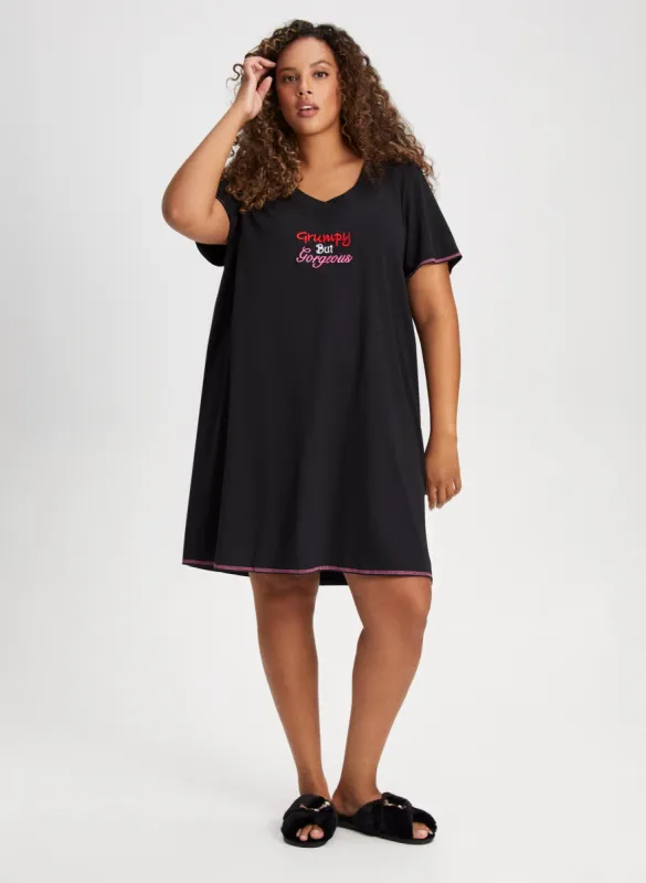 Embroidered Text Nightshirt sold by Laura