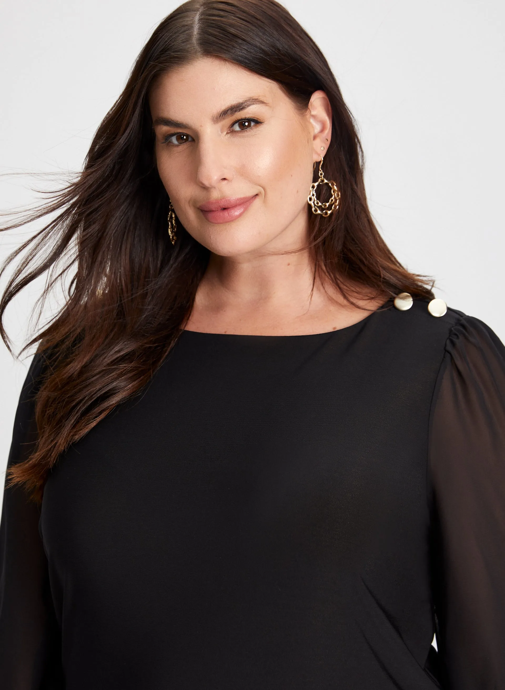 Button Detail Chiffon Sleeve Top sold by Laura product image thumbnail 2