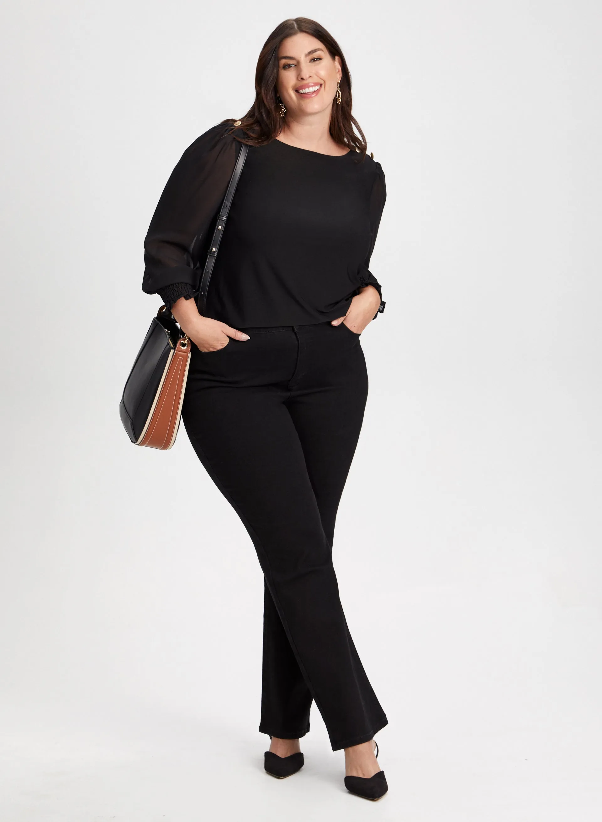 Button Detail Chiffon Sleeve Top sold by Laura product image thumbnail 3