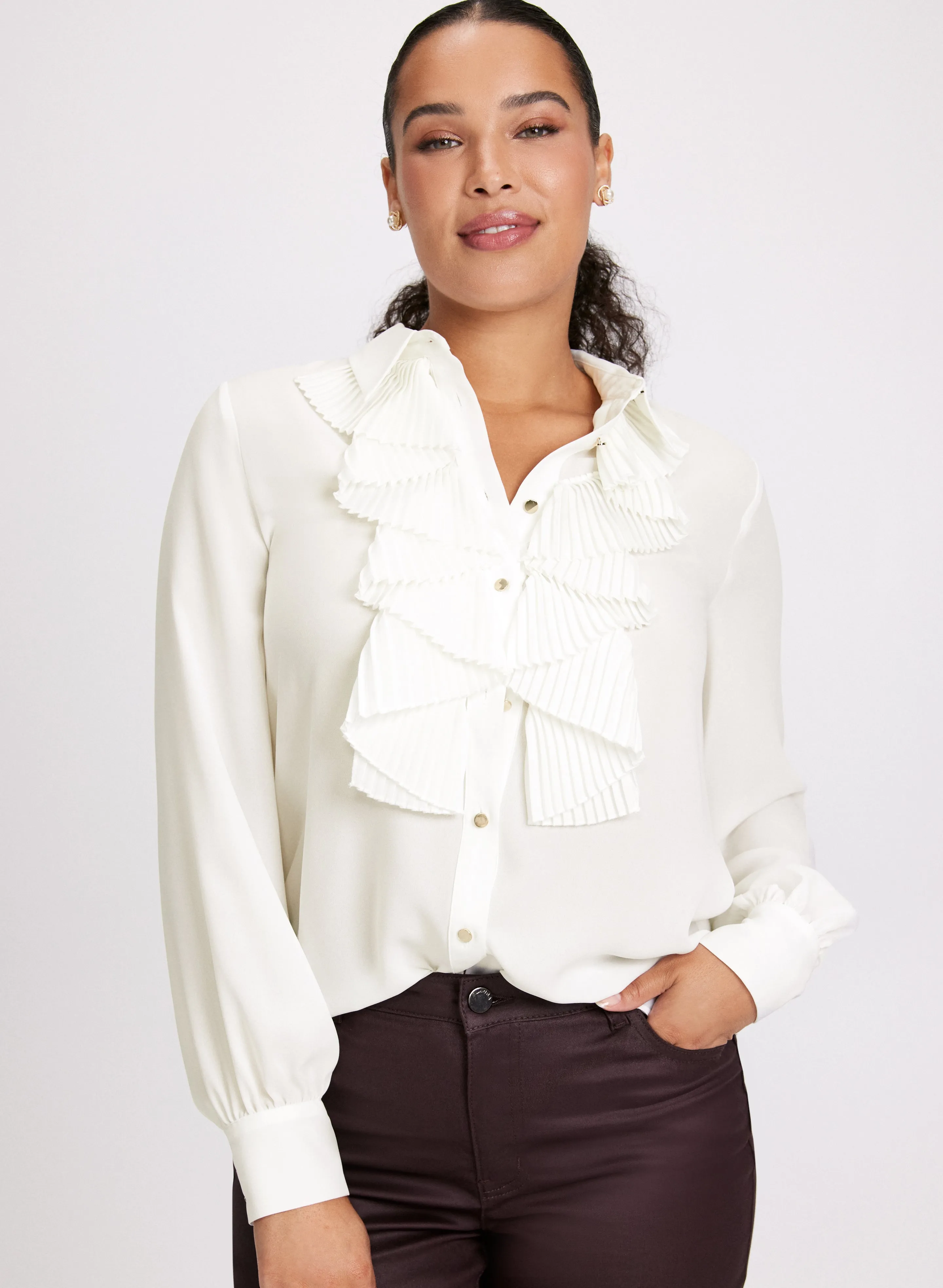 Ruffled Button-Down Blouse sold by Laura