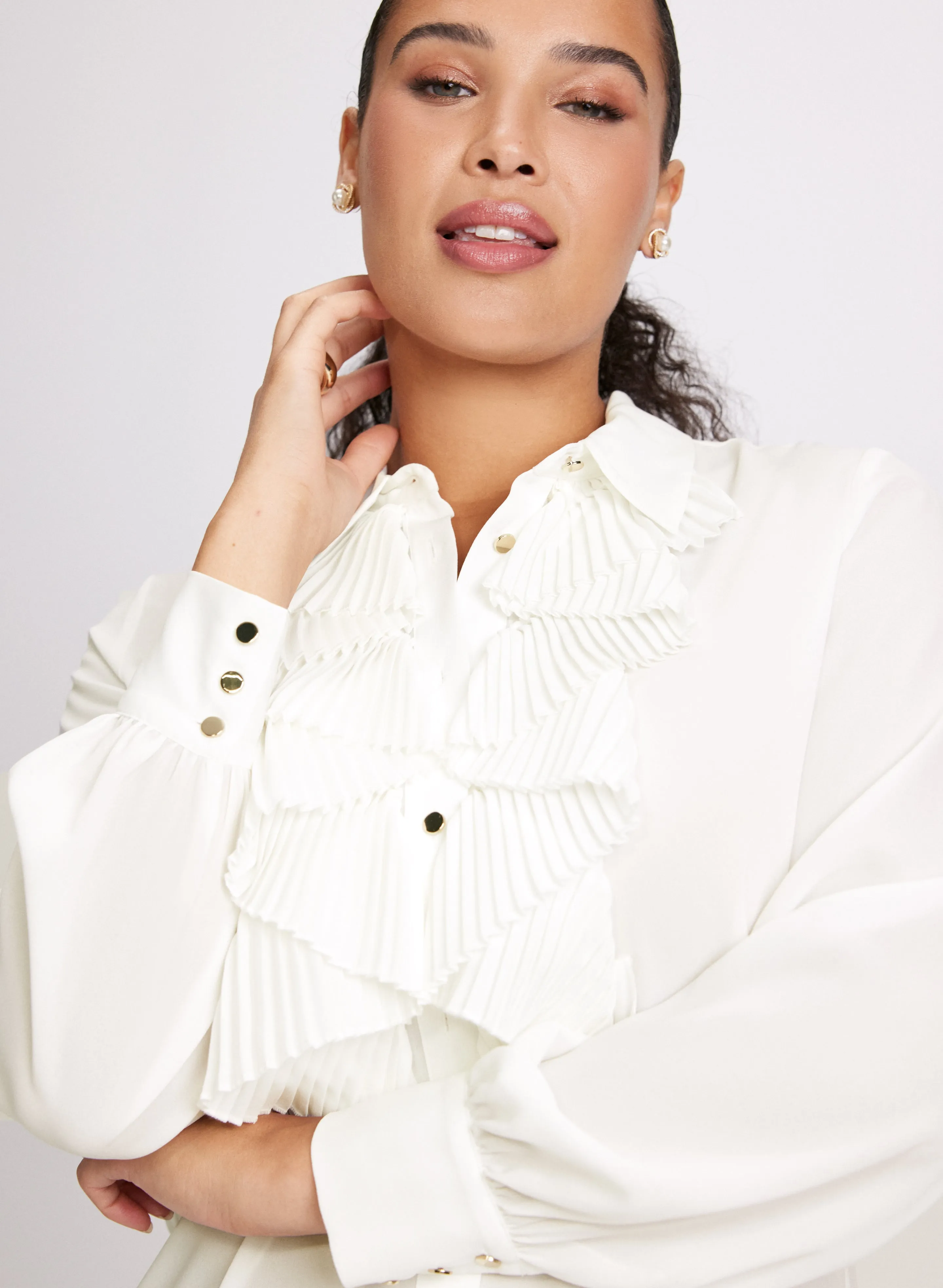 Ruffled Button-Down Blouse sold by Laura product image thumbnail 5