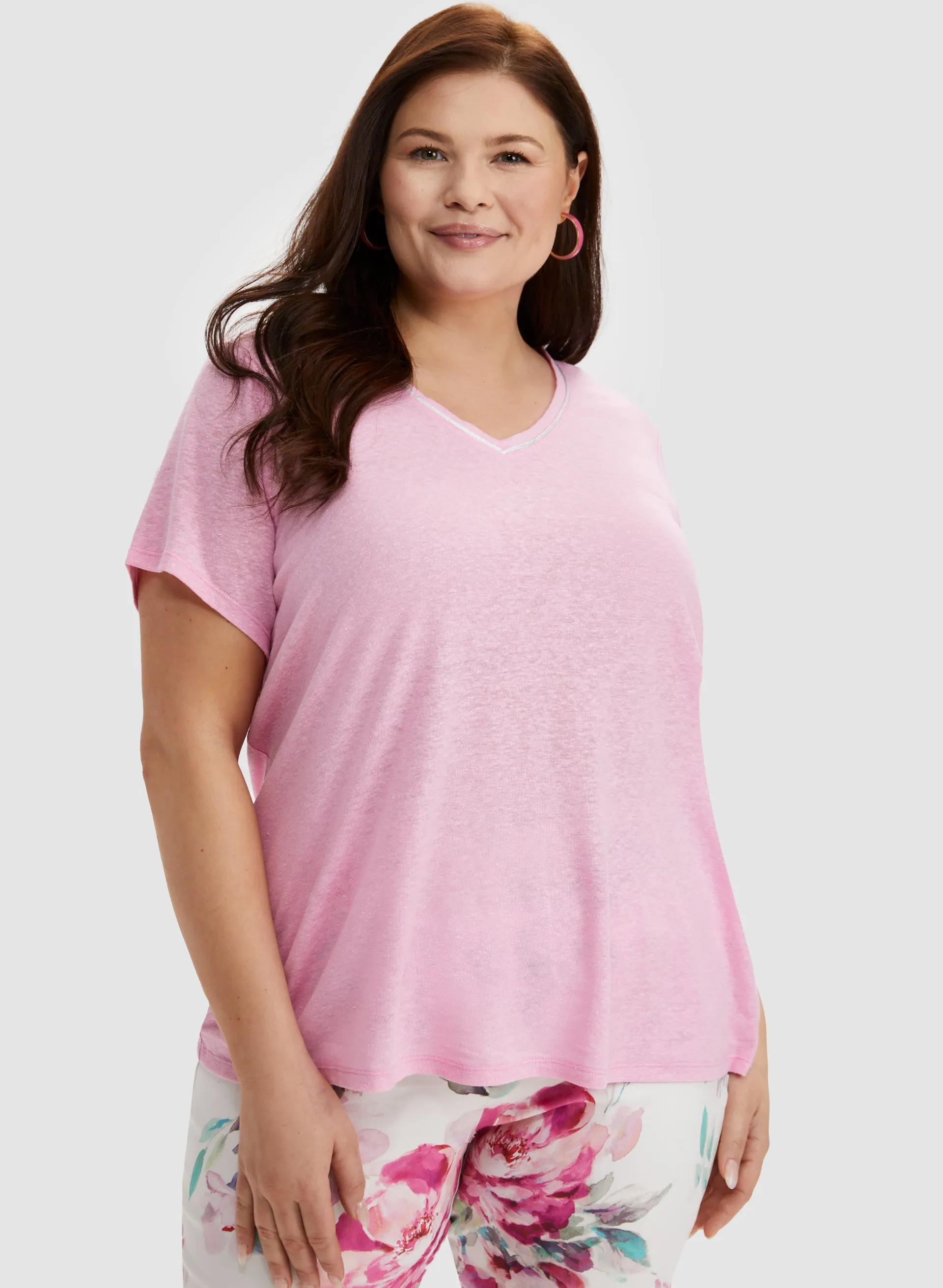 Short Sleeve Foil Detail Top sold by Laura