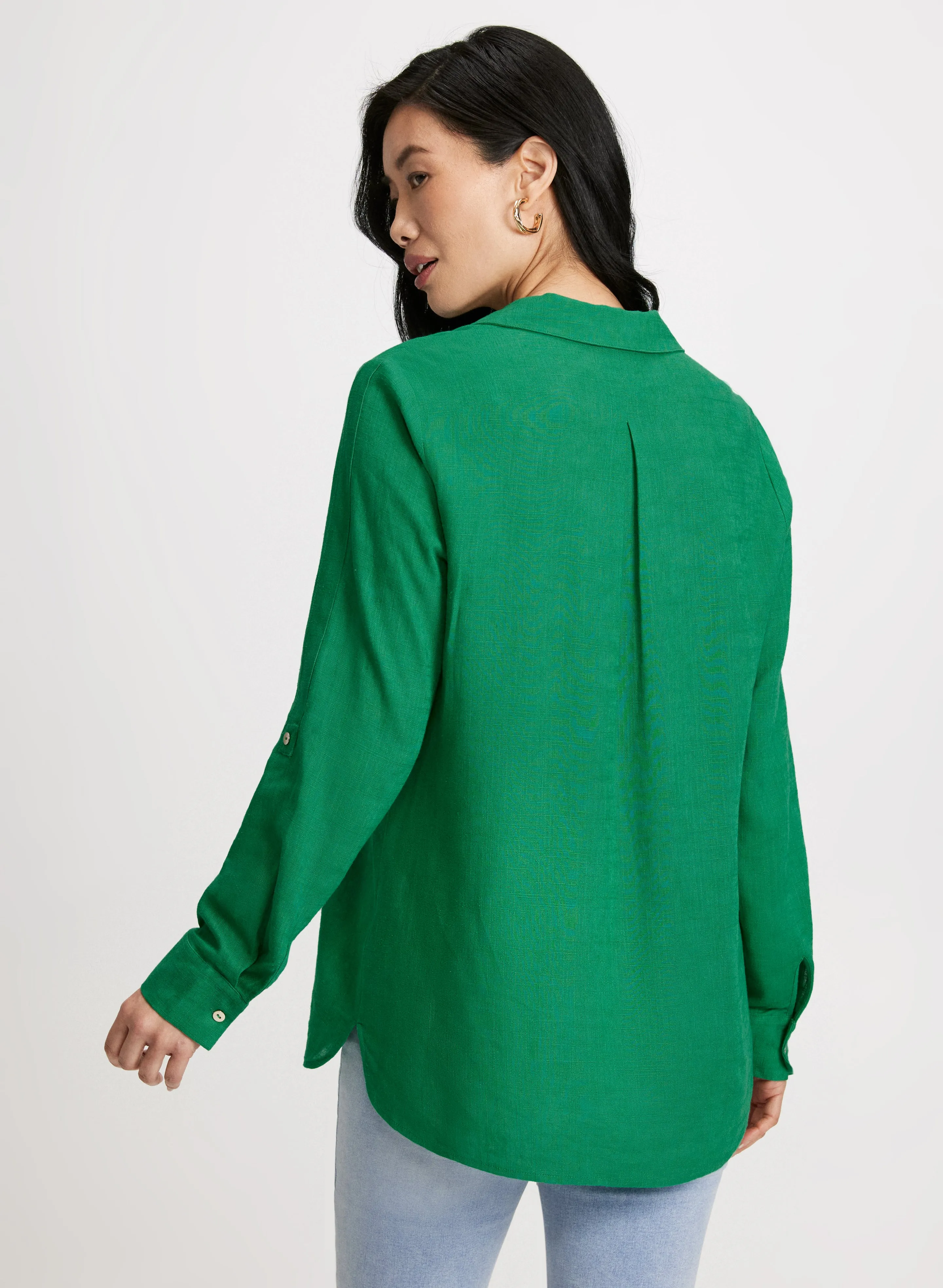 Rolled Sleeves Linen Blend Blouse sold by Laura product image thumbnail 4