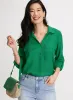 Rolled Sleeves Linen Blend Blouse sold by Laura