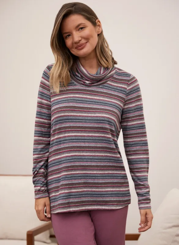Multicolour Stripe Cowl Neck Top sold by Laura