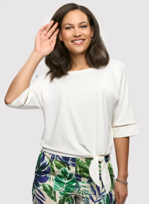 3/4 Sleeve Openwork Top sold by Laura