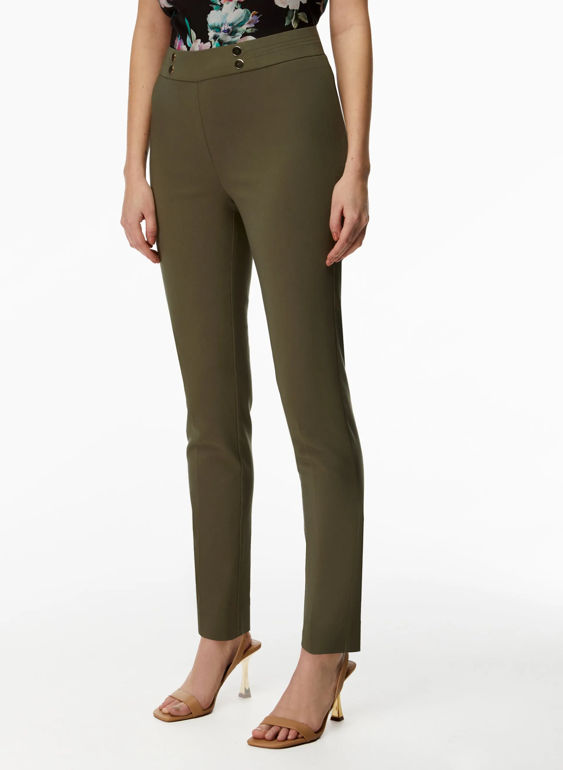 Pull-On Button Detail Pants sold by Laura