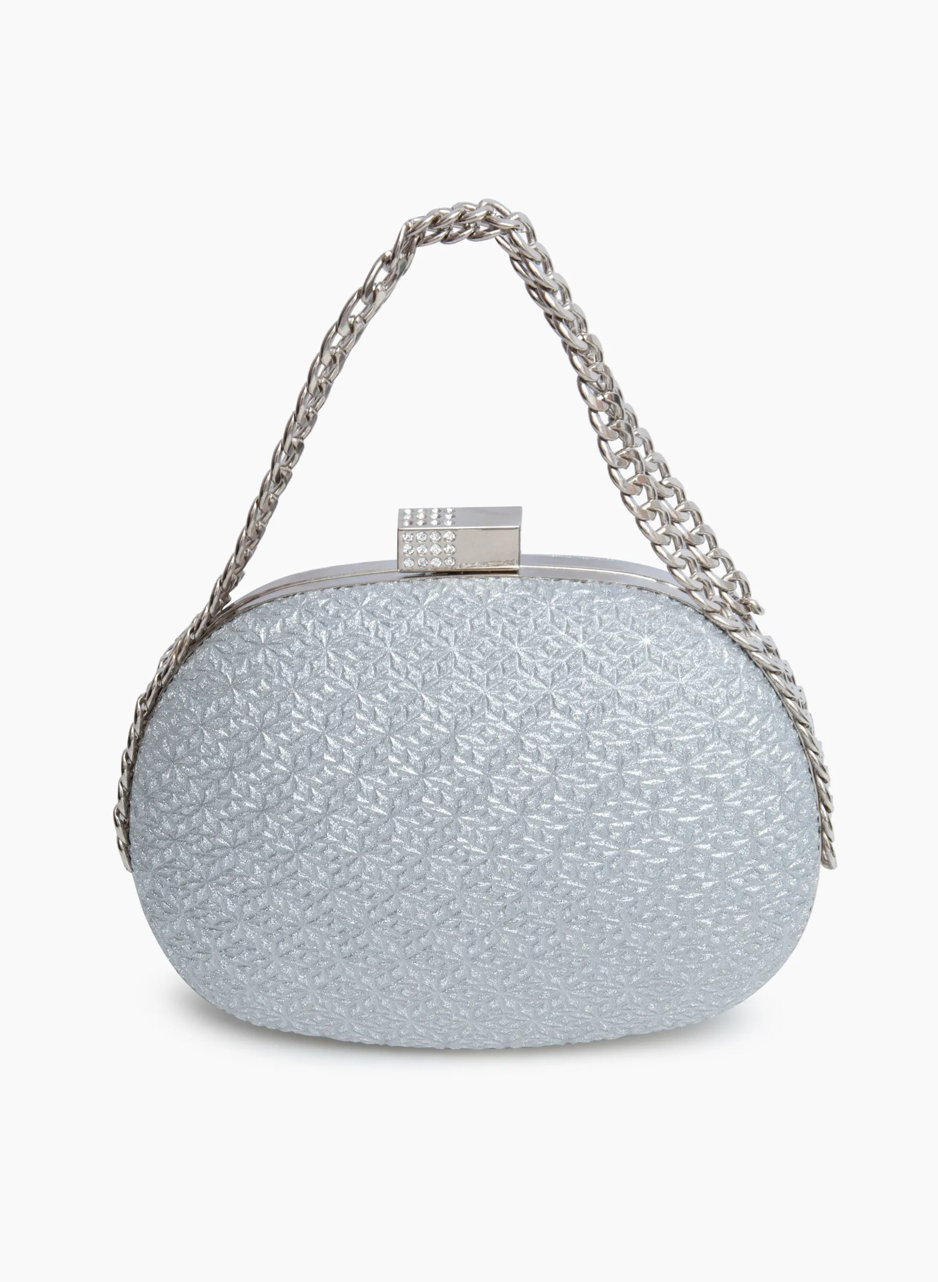 Oval Chain Link Detail Clutch sold by Laura