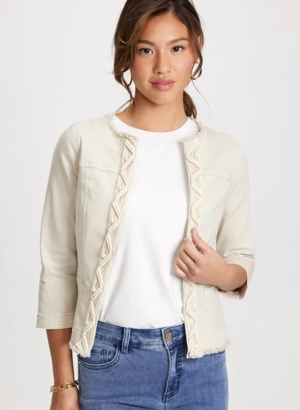 Braided Trim Denim Jacket sold by Laura