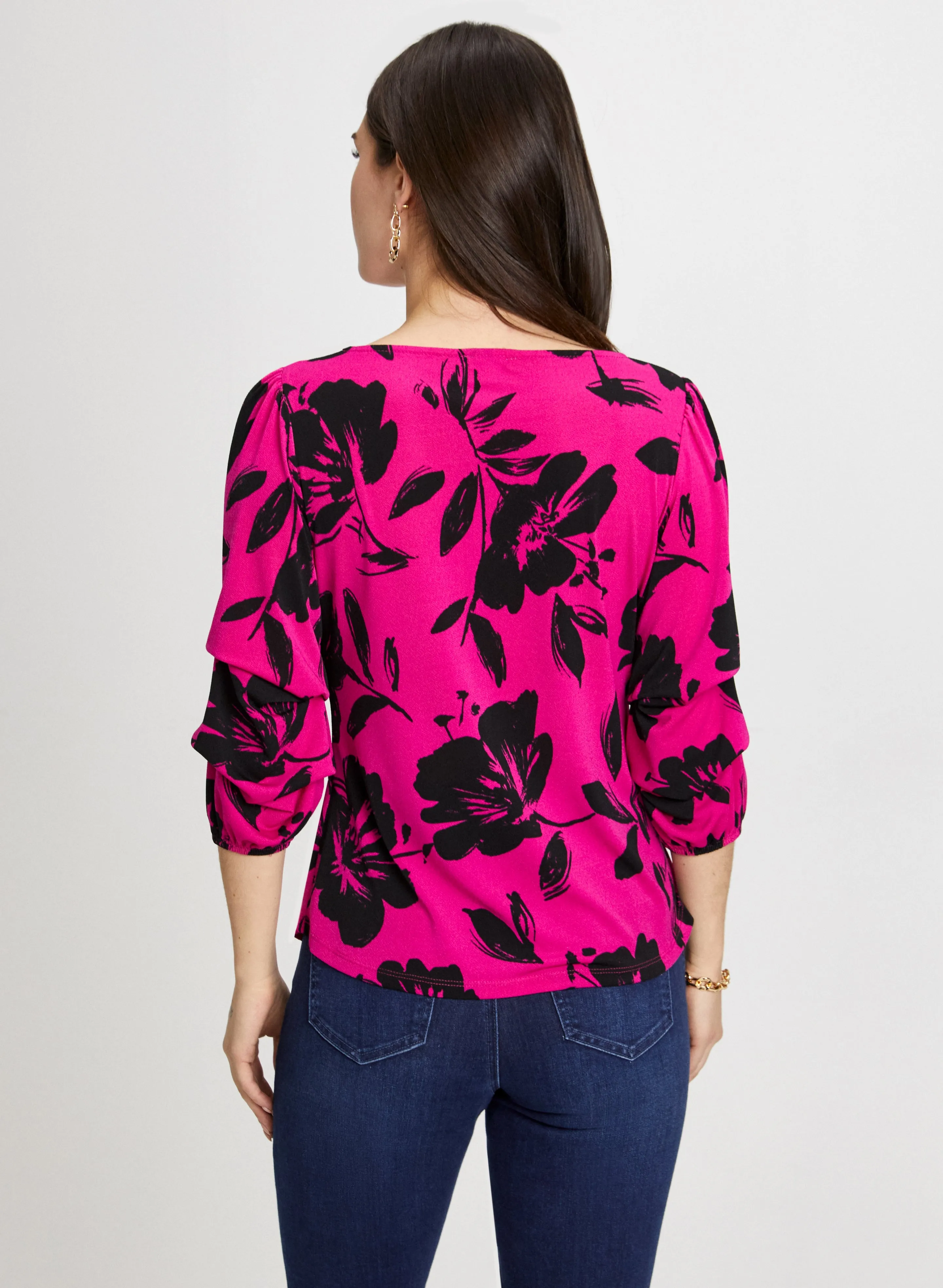 Pinched Sleeve Floral Print Top sold by Laura product image thumbnail 4
