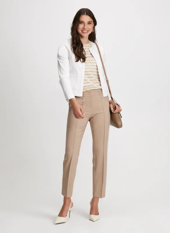 Braided Trim Denim Jacket & Slim Leg Pants sold by Laura