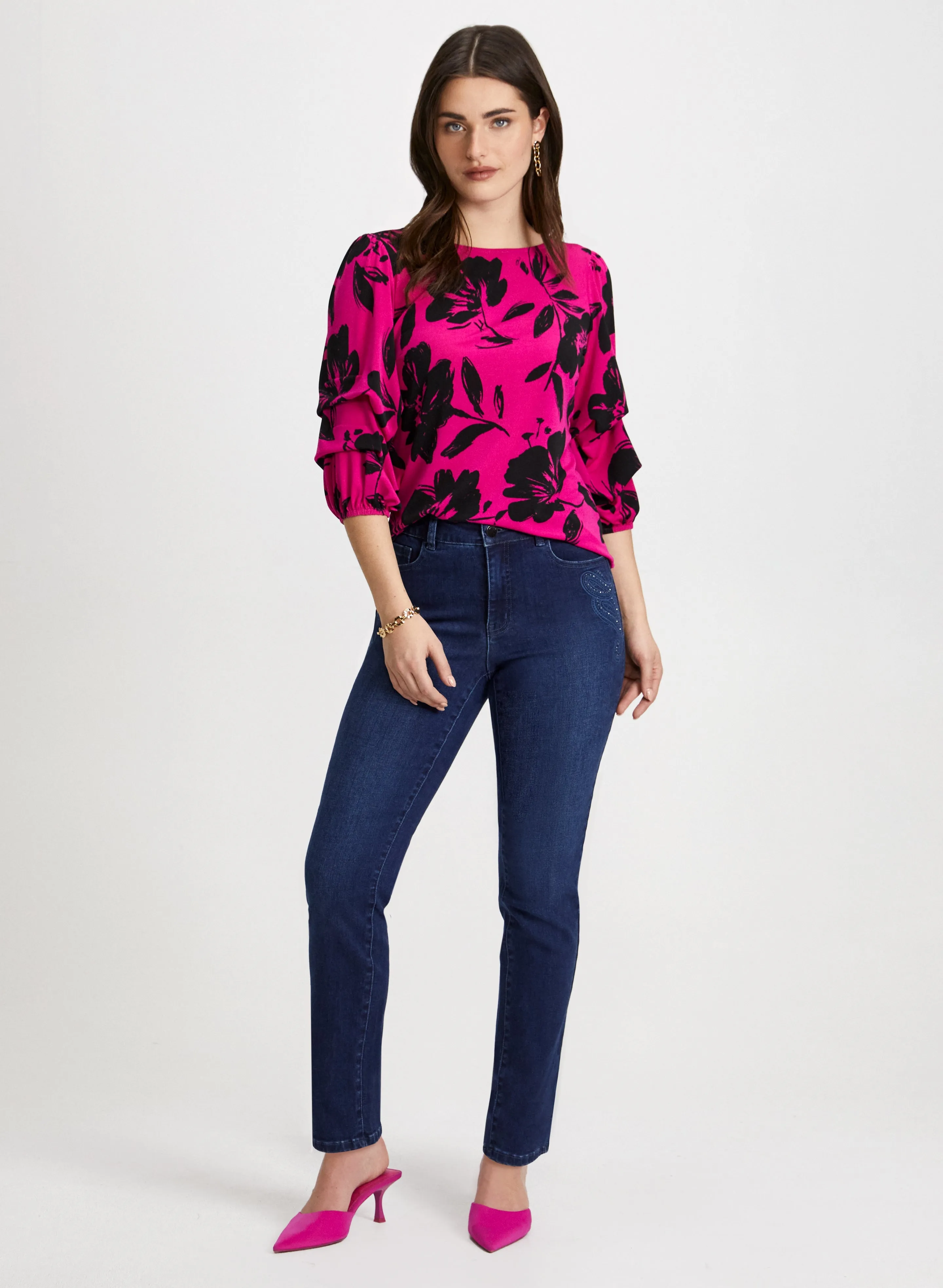 Pinched Sleeve Floral Print Top sold by Laura product image thumbnail 3