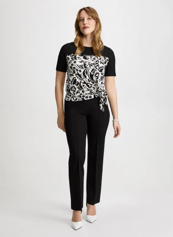 Tie Detail Top & Straight Leg Pants sold by Laura