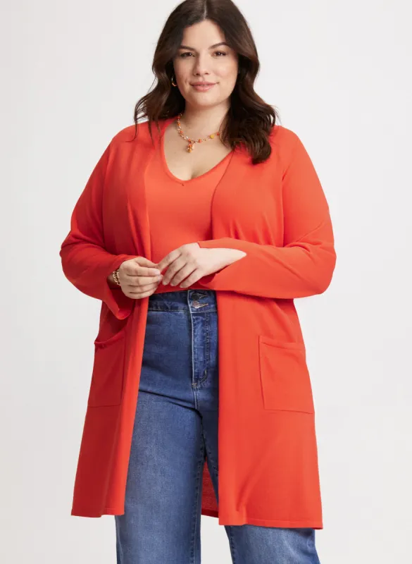 Lateral Slit Patch Pocket Cardigan sold by Laura