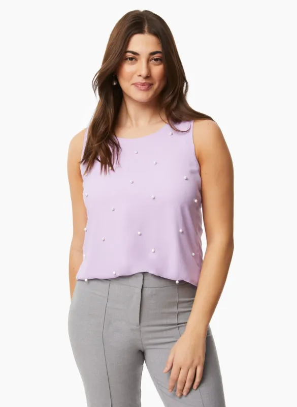 Pearl Detail Sleeveless Top sold by Laura