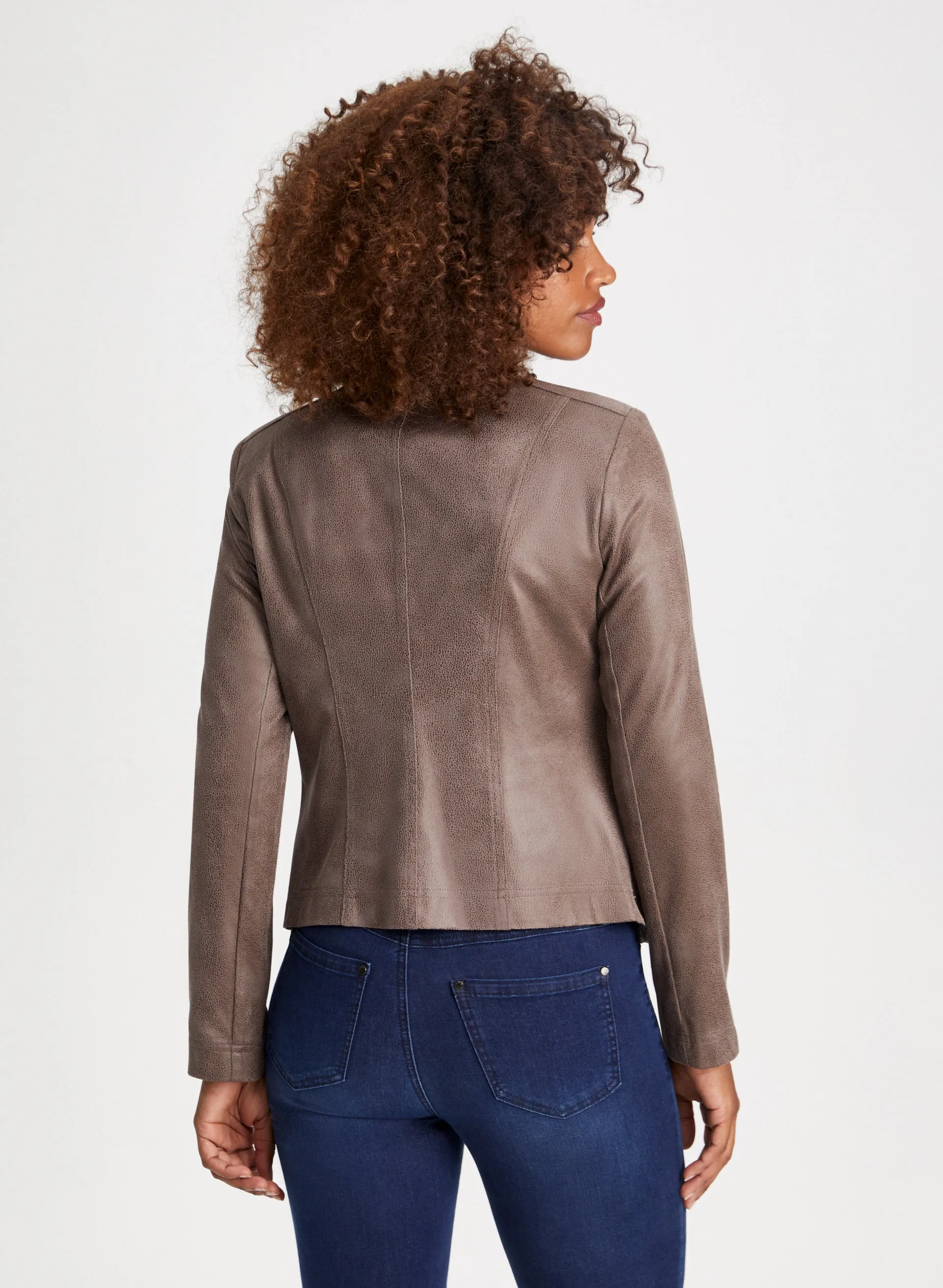 Zip & Snap Detail Faux Suede Jacket sold by Laura product image thumbnail 2