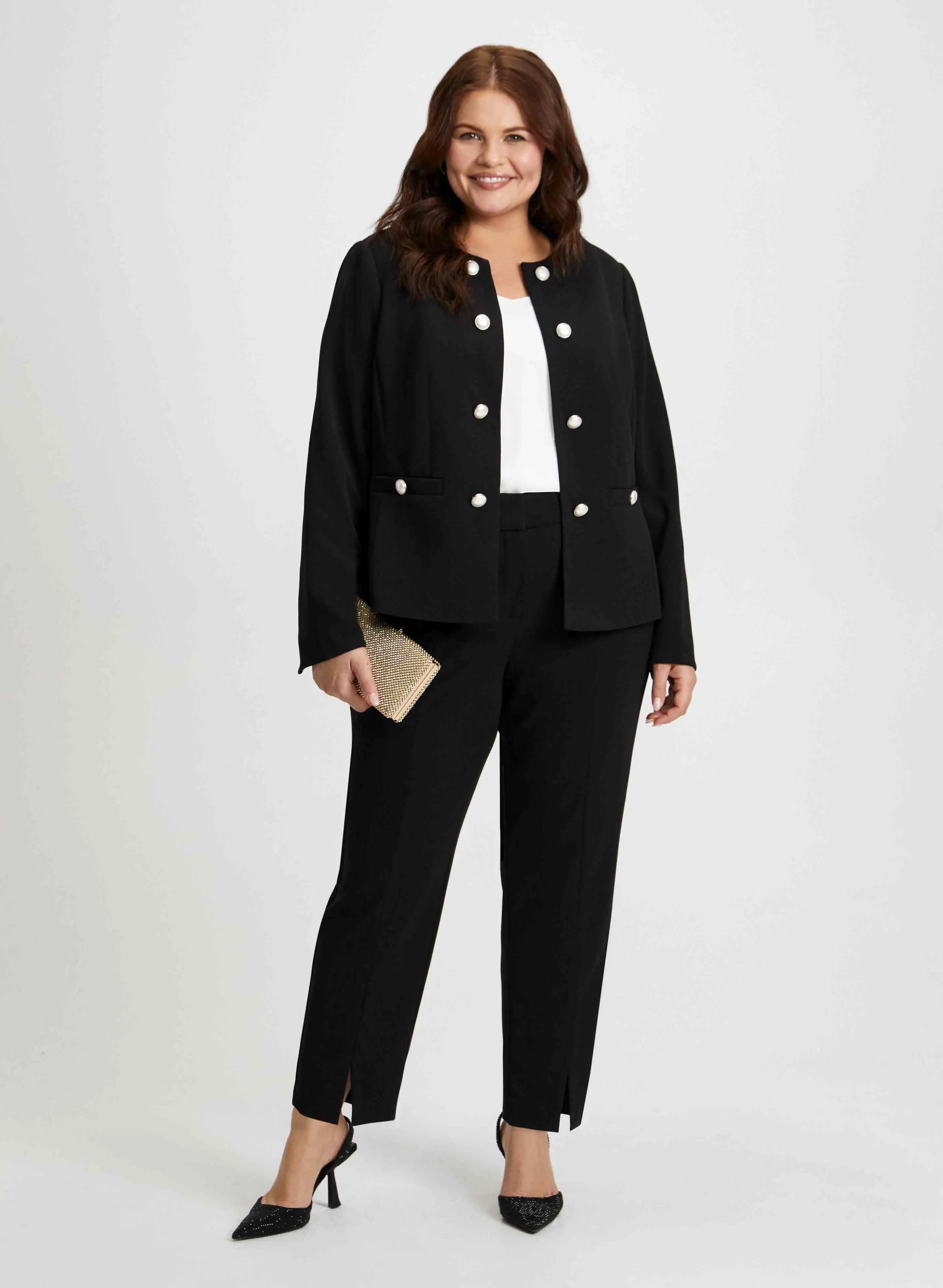 Pearl Button Jacket & City Fit Pants sold by Laura