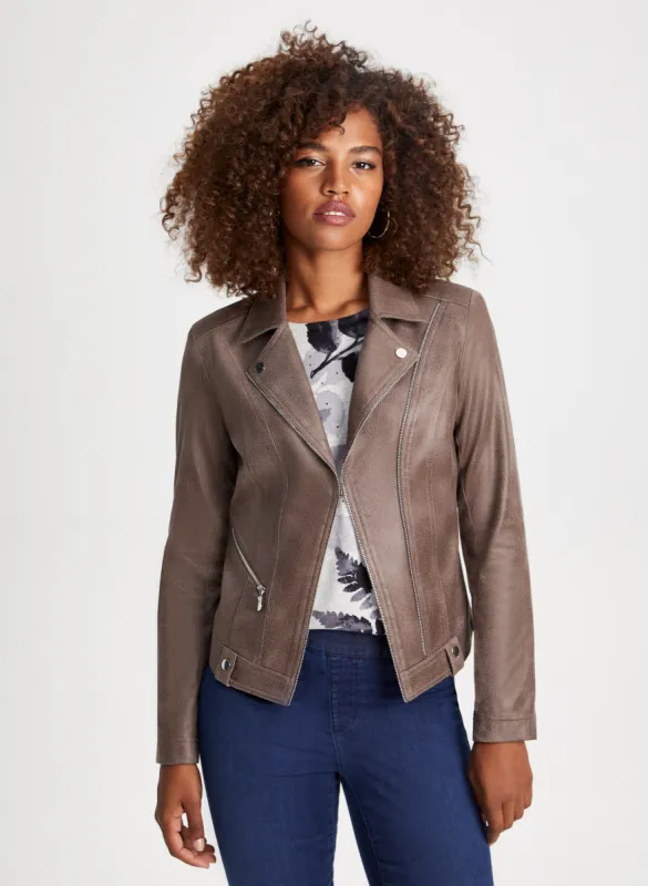 Zip & Snap Detail Faux Suede Jacket sold by Laura