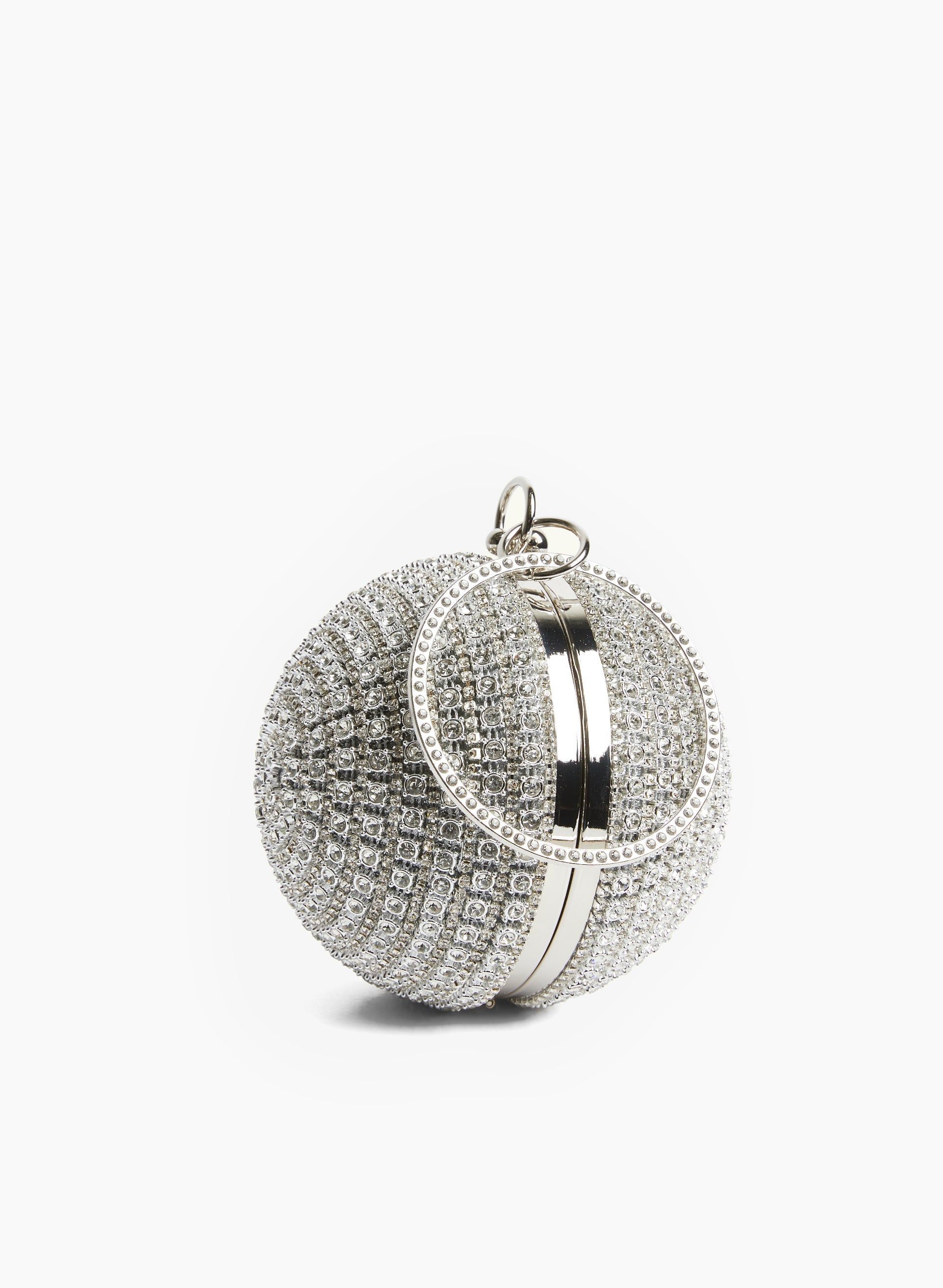 Crystal-Encrusted Ball Clutch sold by Laura