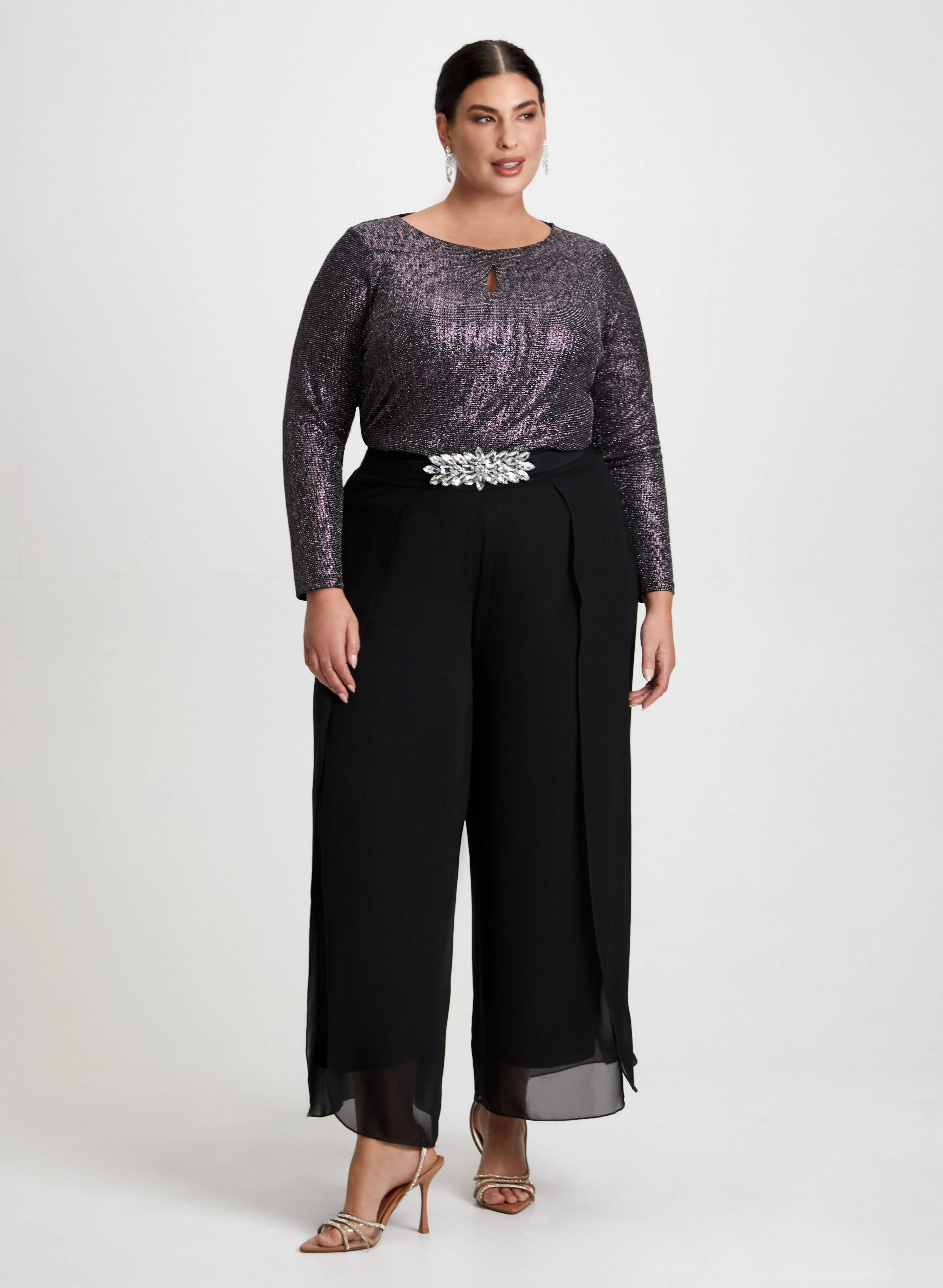 Metallic Tunic & Wide Leg Chiffon Pants sold by Laura