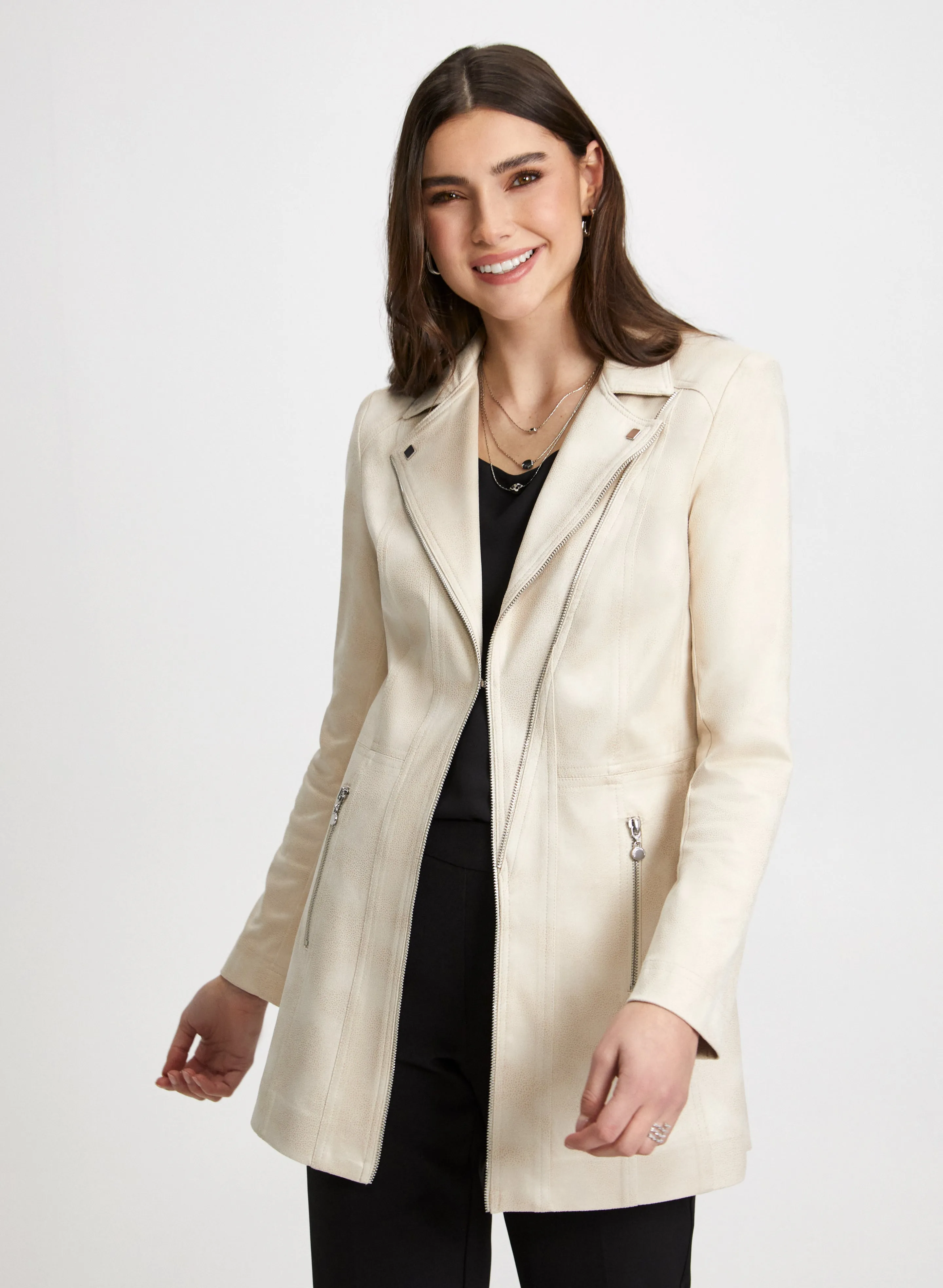 Zip Detail Redingote Jacket sold by Laura