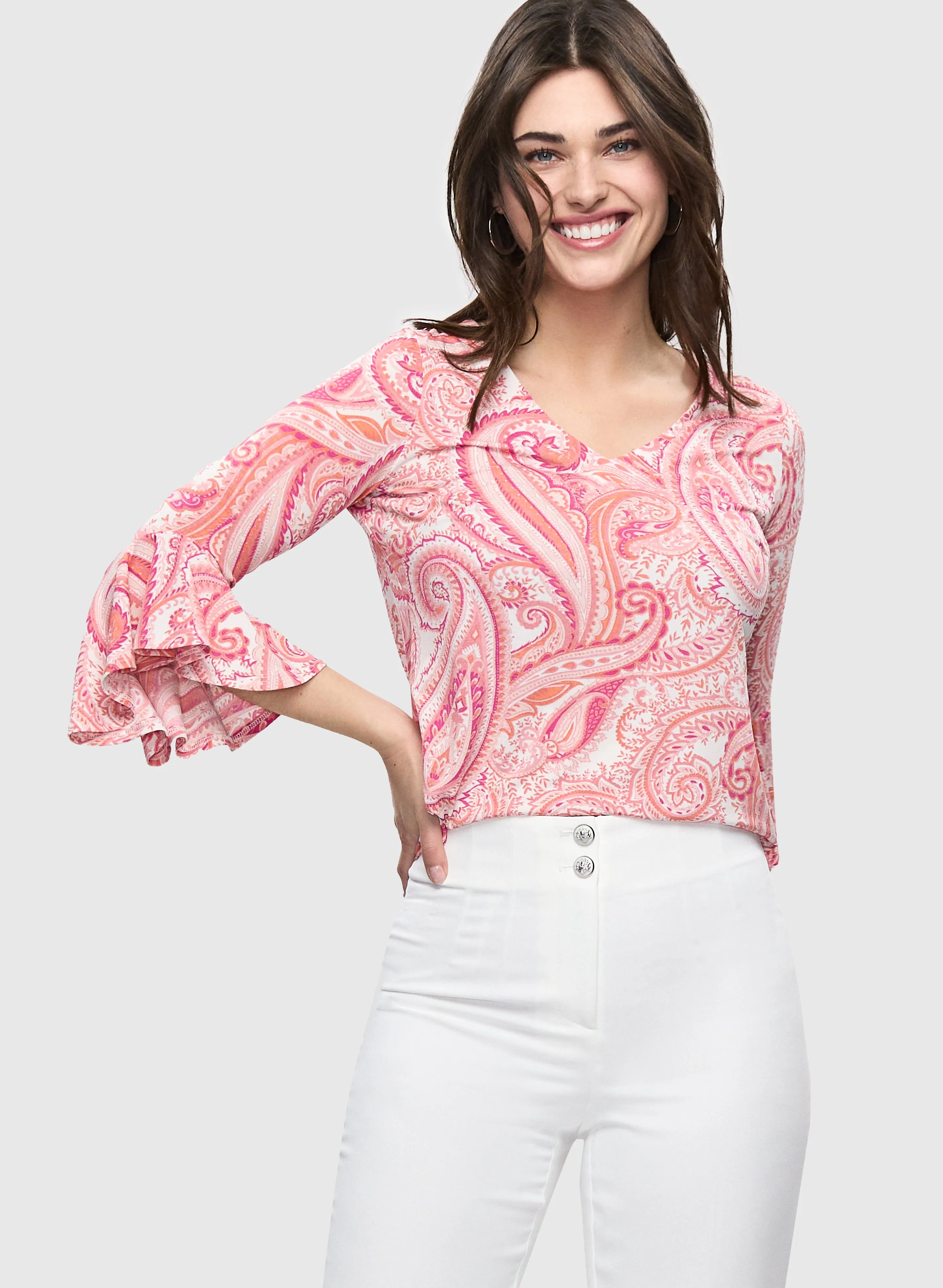 Paisley 3/4 Bell Sleeve Top sold by Laura