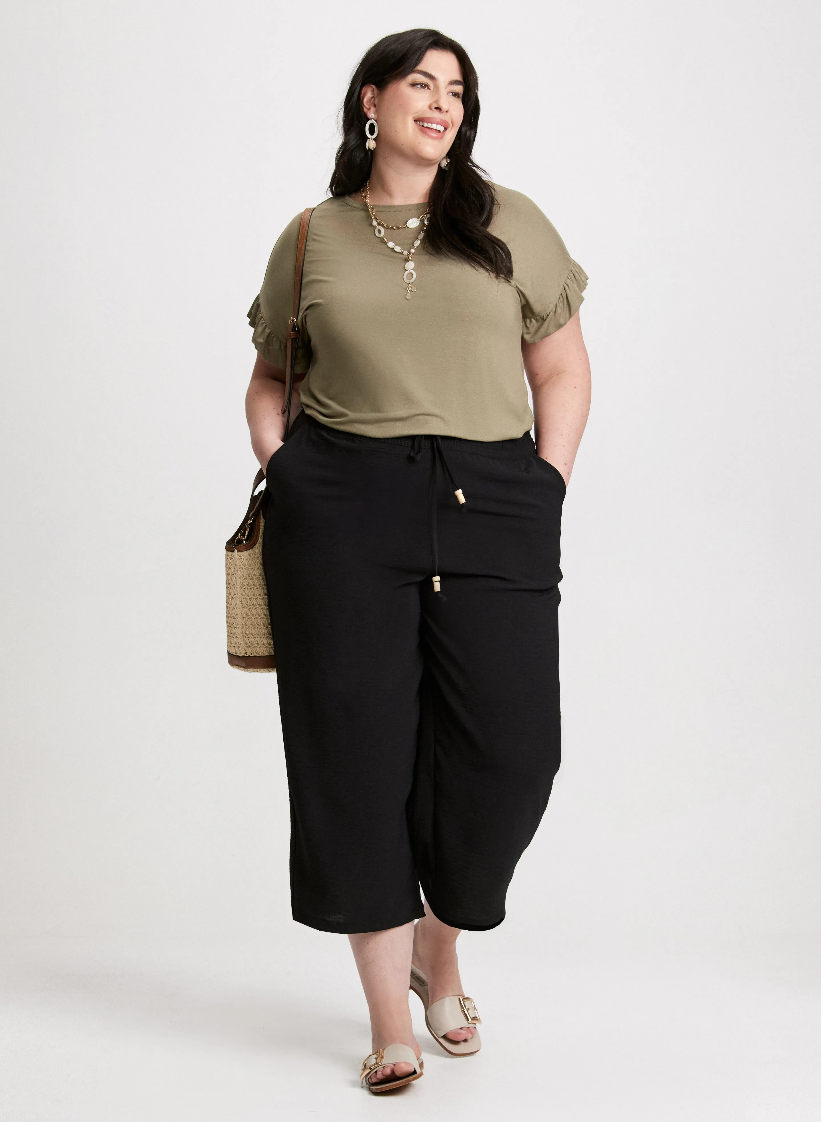 Ruffled Sleeve T-Shirt & Wide Leg Capris sold by Laura