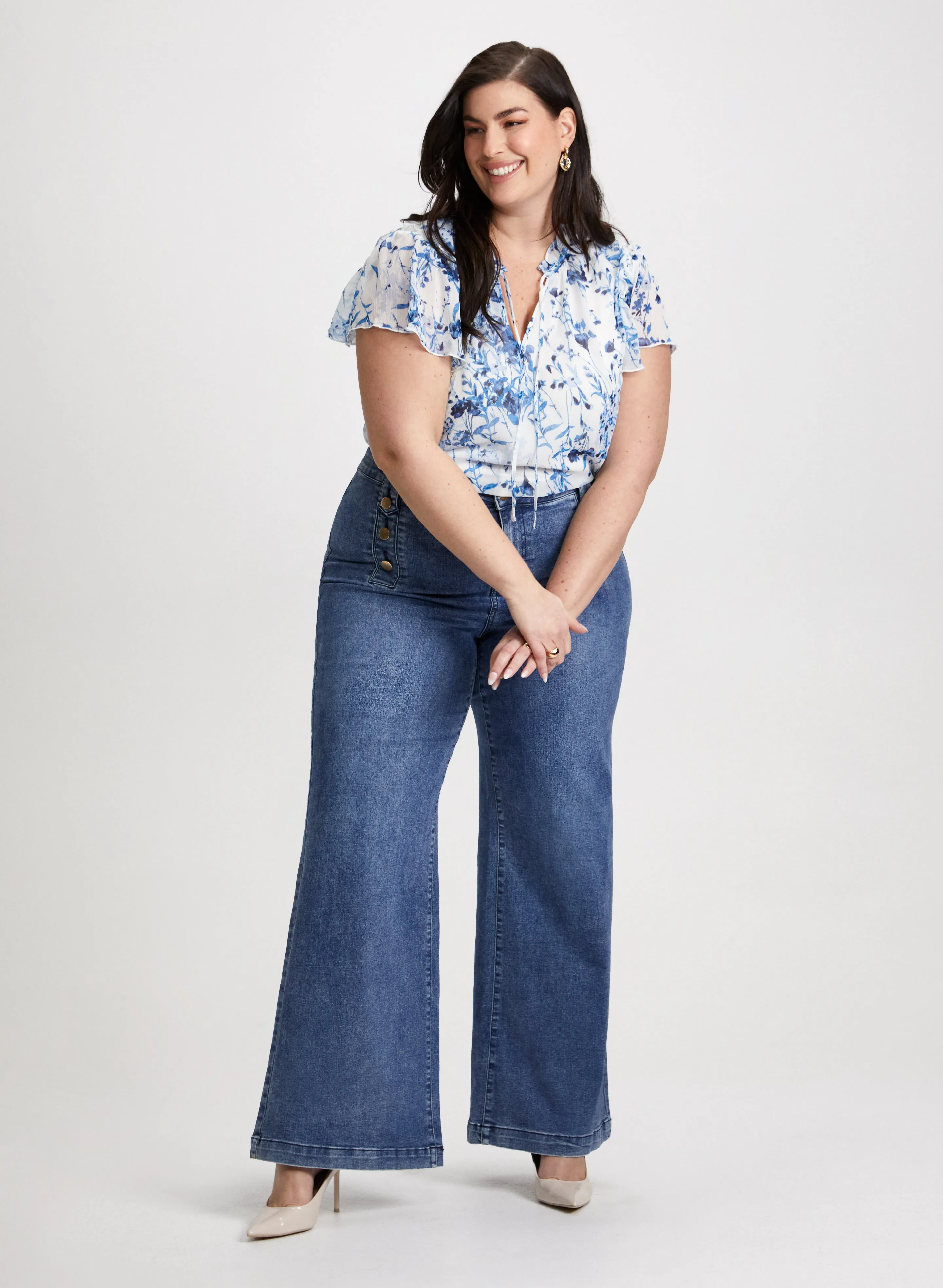 Short Ruffle Sleeve Floral Blouse sold by Laura product image thumbnail 3