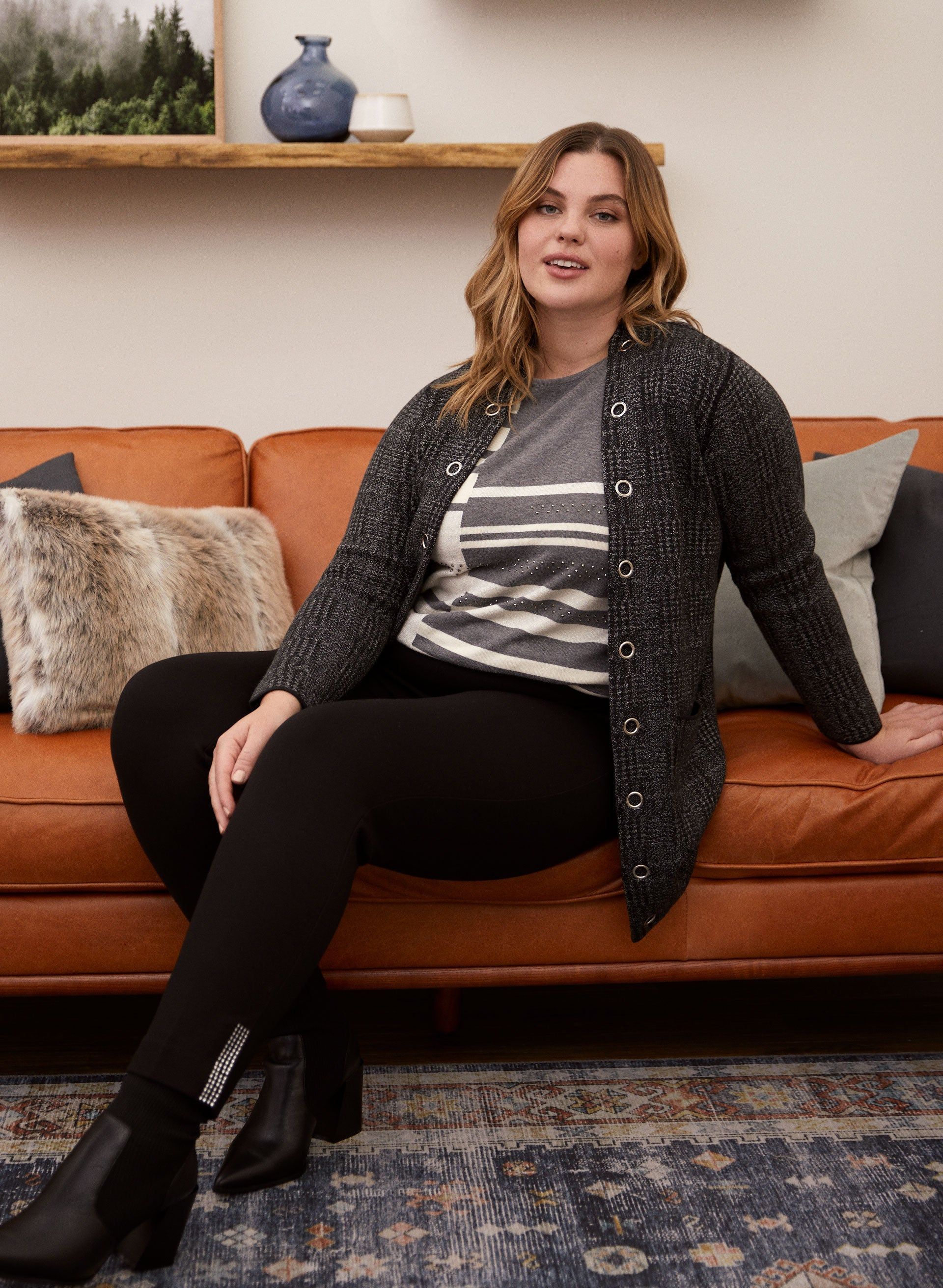 Plaid Print Coatigan sold by Laura product image thumbnail 5